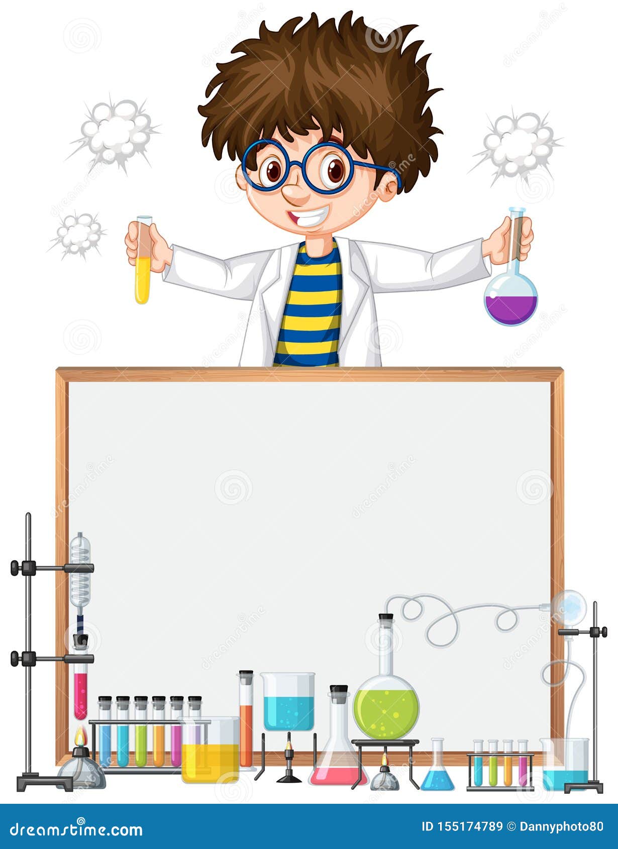 Frame Template Design with Kid in Science Lab Stock Vector