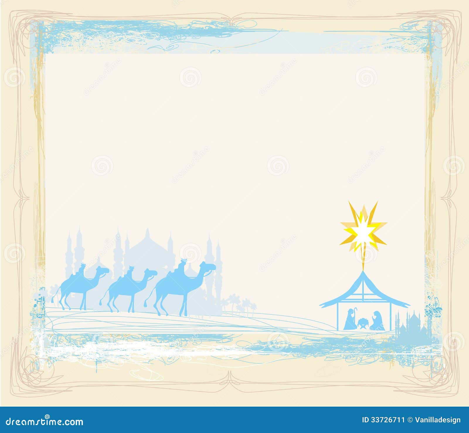Frame With Traditional Christian Christmas Nativity Scene Stock Image