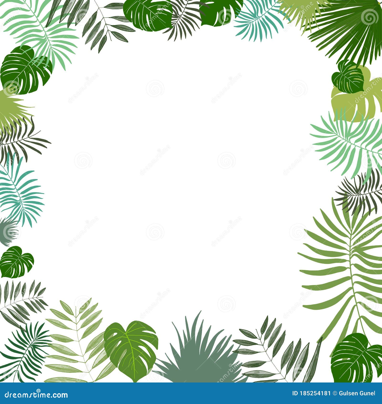 Frame with Tropical Leaves Vector Stock Vector - Illustration of exotic ...