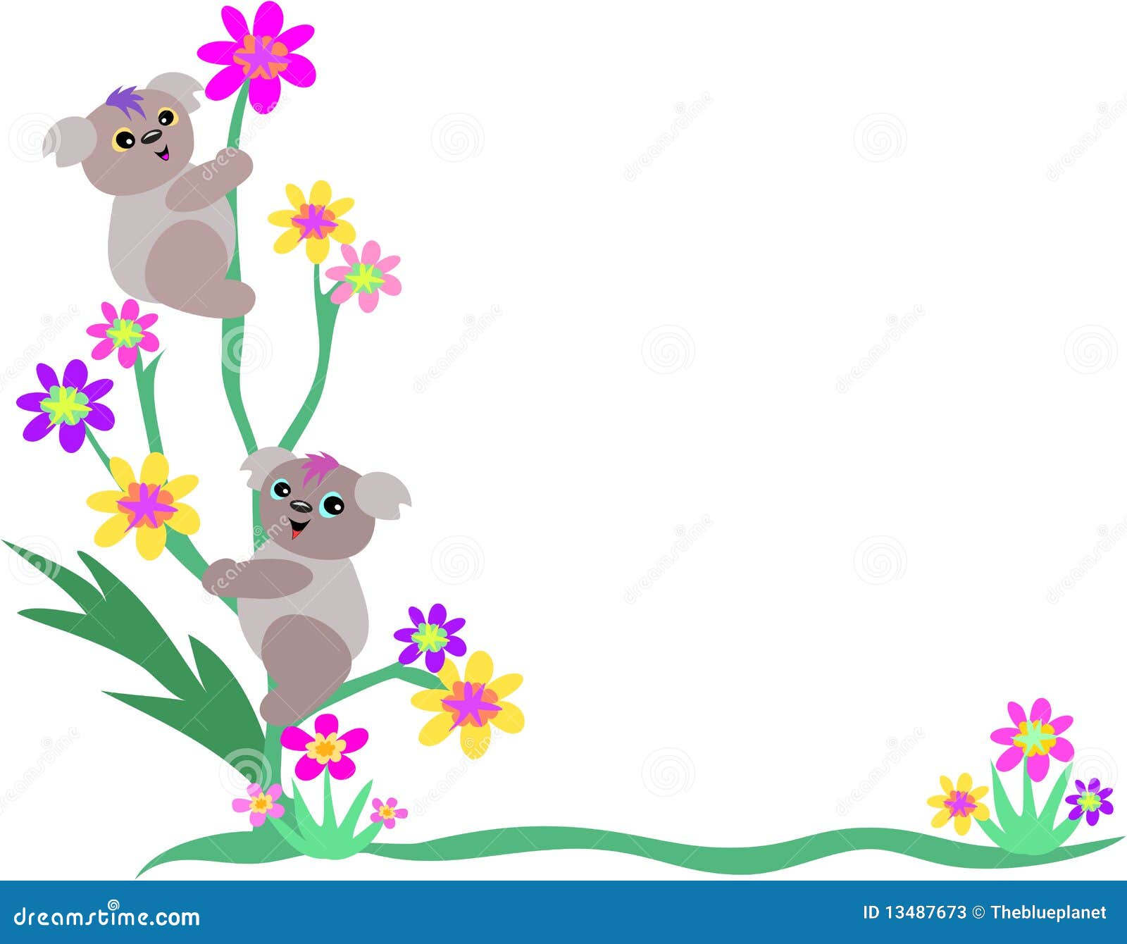 Frame Of Two Koala Bears On Flowers Stock Photos Image 13487673