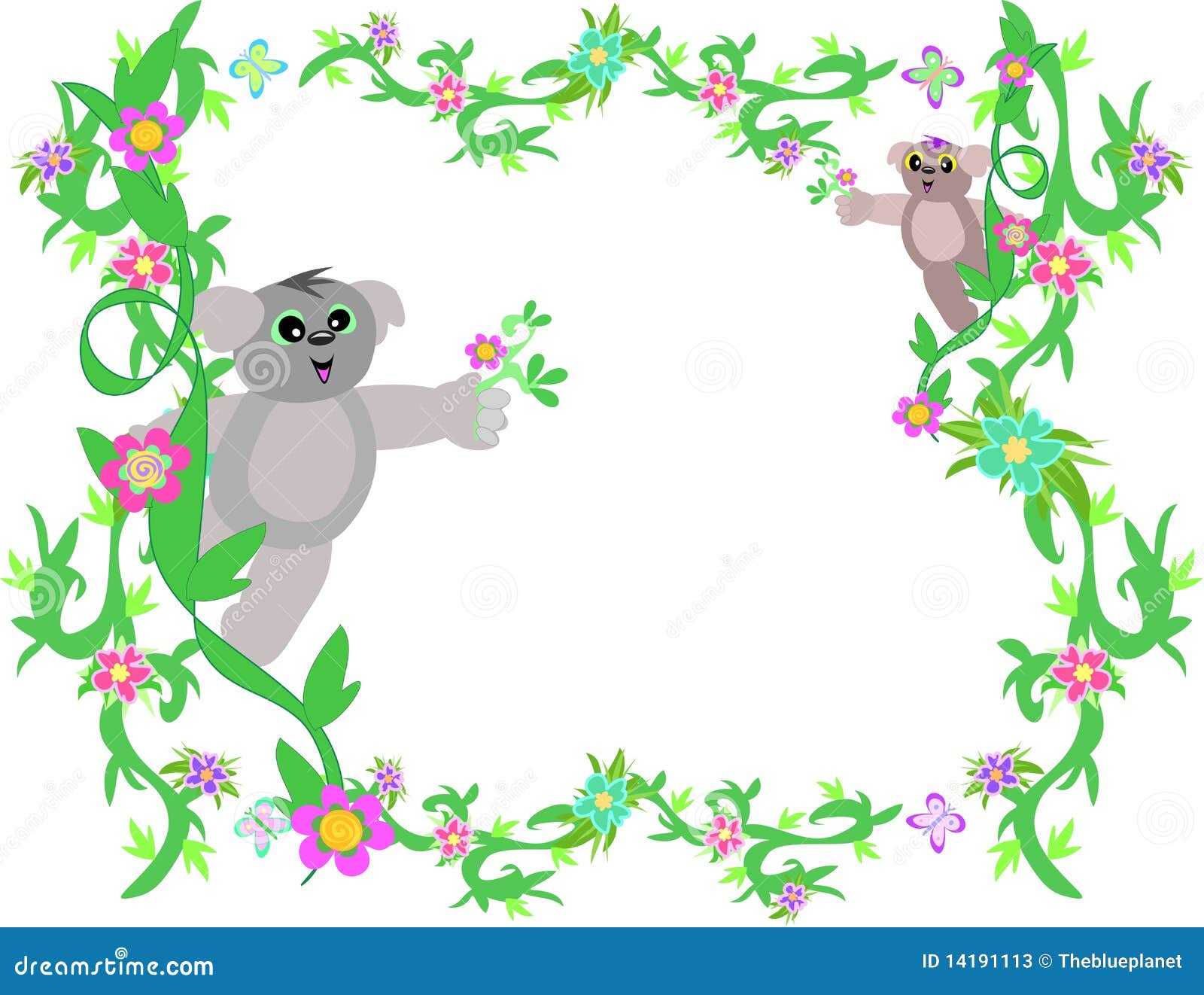 Frame of Vines and Koala Bears Stock Vector Illustration of whimsical