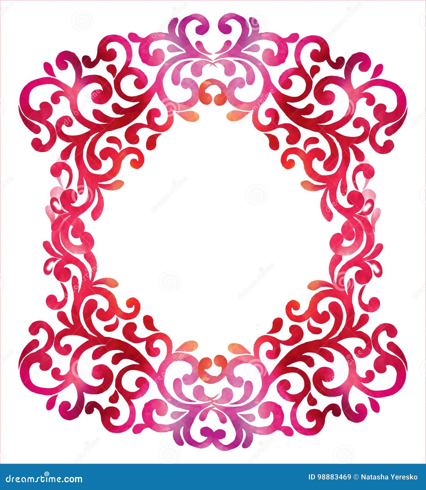 Frame With Watercolor Ornamental Floral Background Vector Illust Stock Vector Illustration Of Element Retro 9469