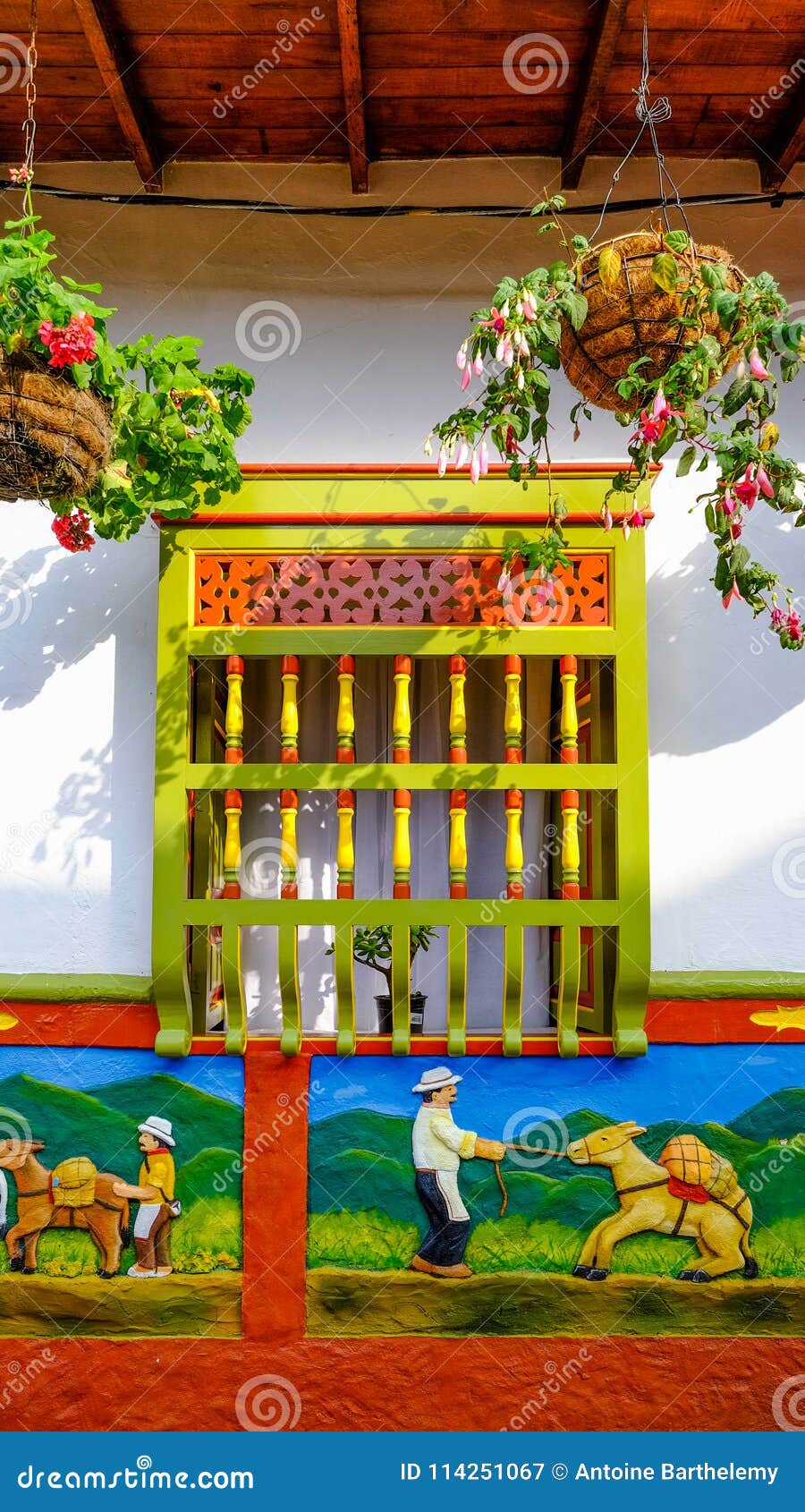 frame of a window in the colourful house in guatapÃÂ©, colombia