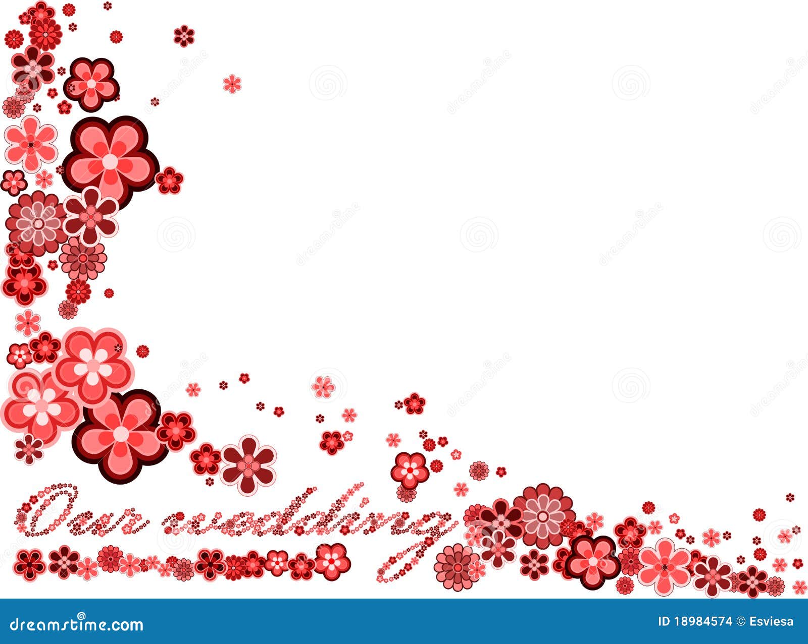 Frame with Words Our Wedding Made from Flowers Stock Vector