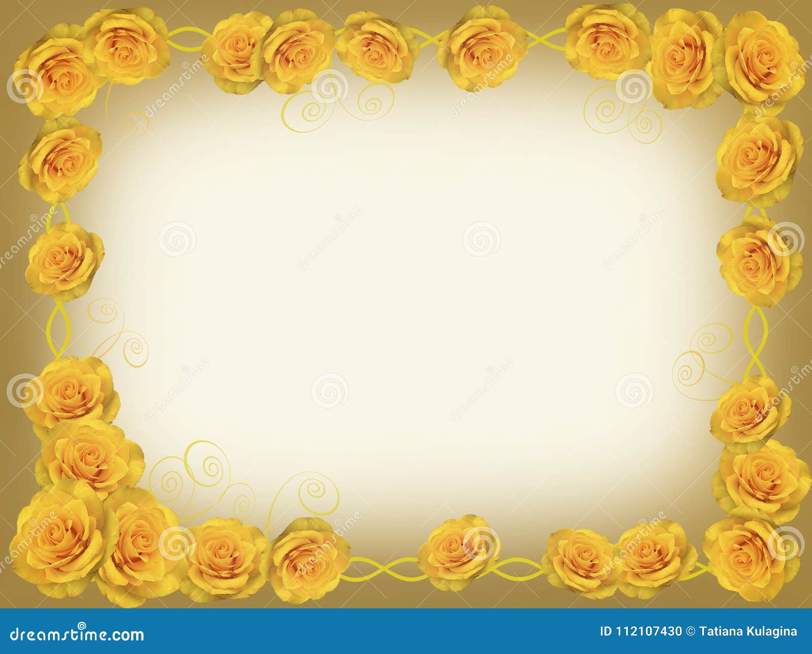 Frame of yellow roses stock photo. Image of beige, copy 112107430