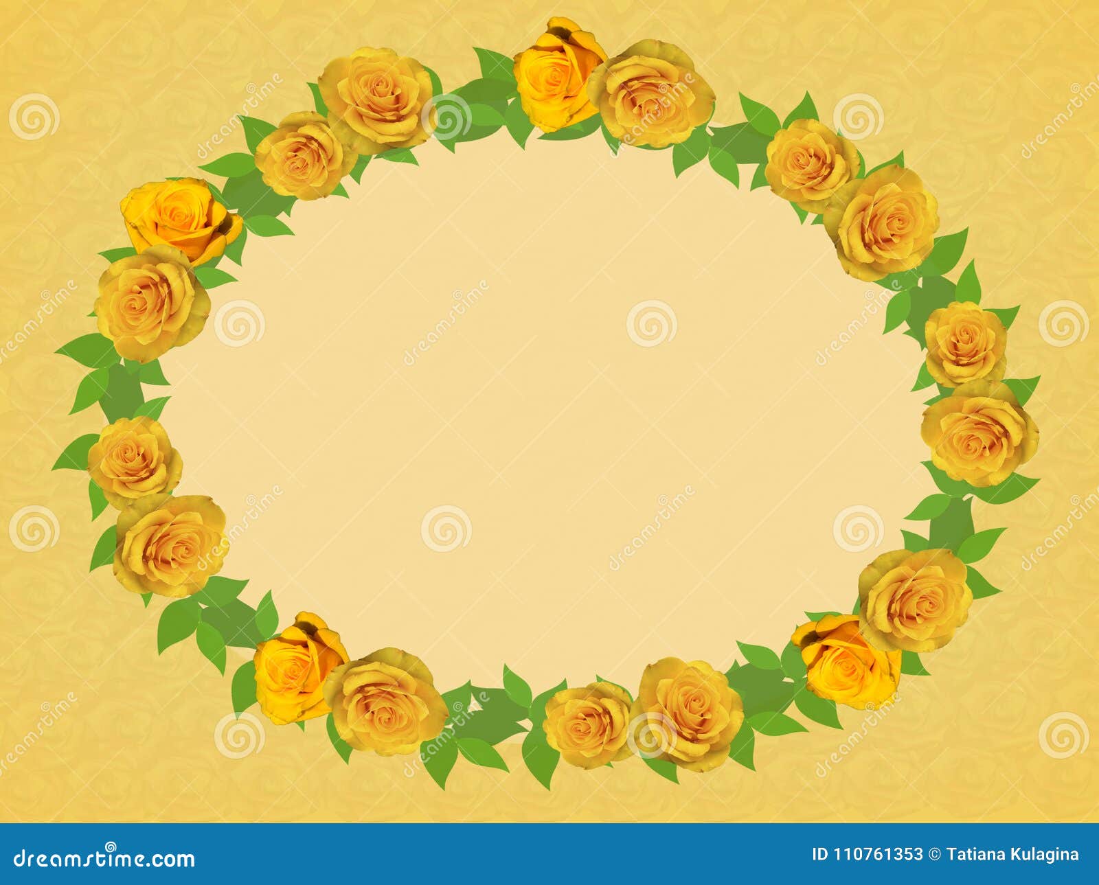 Frame of yellow roses. stock illustration. Illustration of botanical