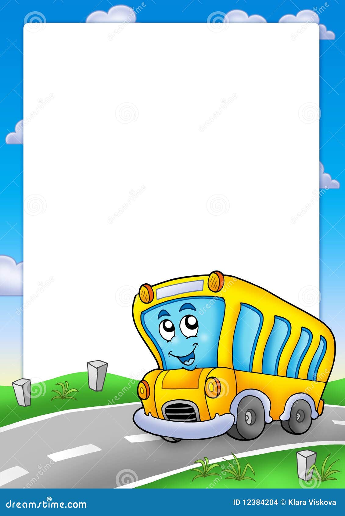 Frame with Yellow School Bus Stock Illustration Illustration of