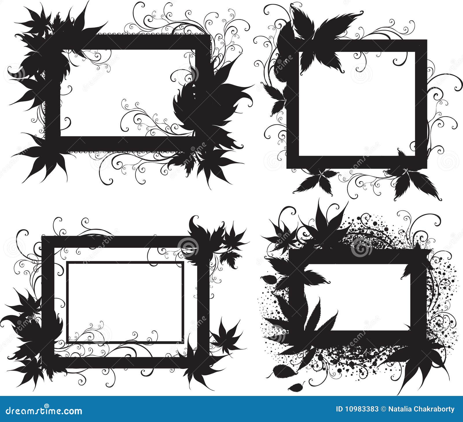 Molduras Pretas Com Folhas De Outono. Ação De Graças Ilustração do Vetor -  Ilustração de outono, bonito: 10983383, image size:1600x1457