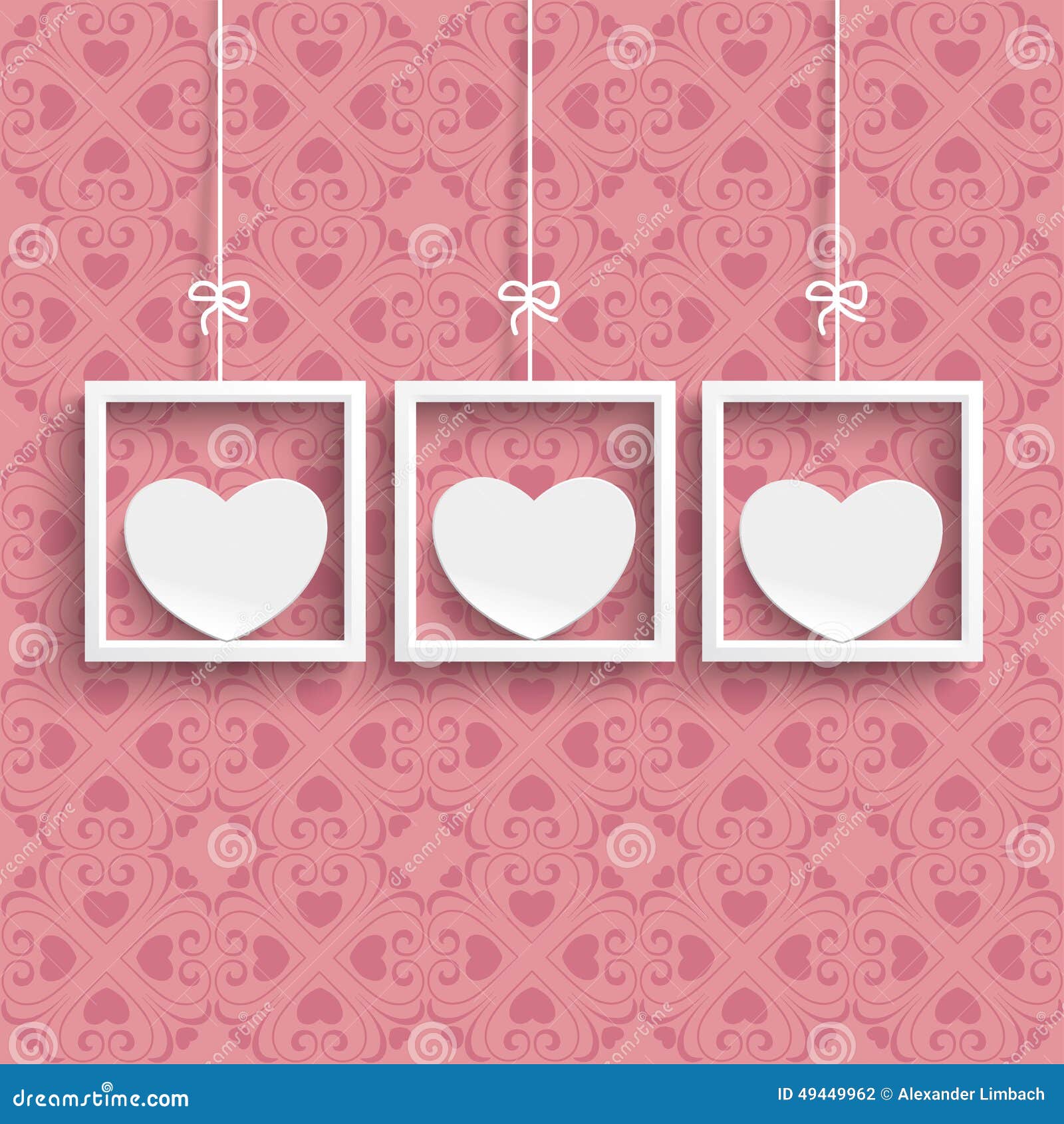 Frames 3 White Hearts Ornaments Stock Vector - Illustration of knot