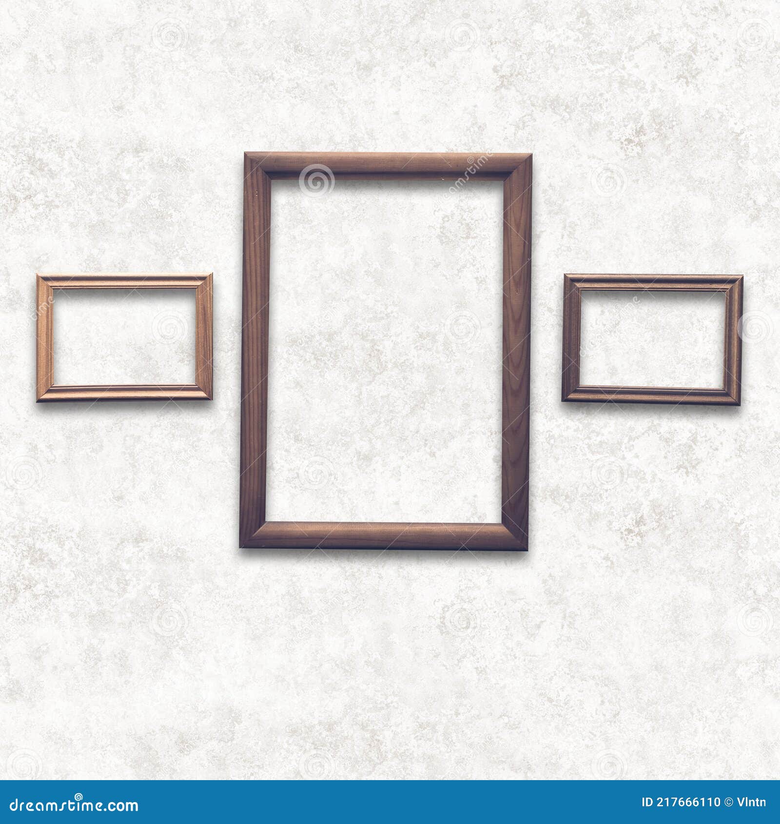 Frames on white wall stock photo. Image of background 217666110