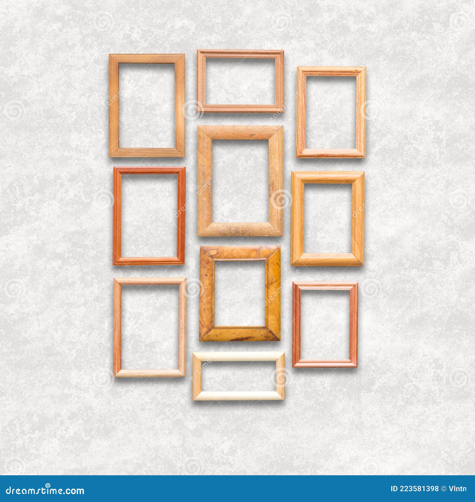 Frames on white wall stock photo. Image of gallery, antique 223581398