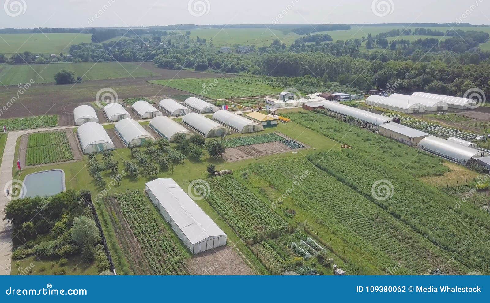 frameworks of greenhouses, top view. clip. construction of greenhouses in the field. agriculture, agrotechnics of closed