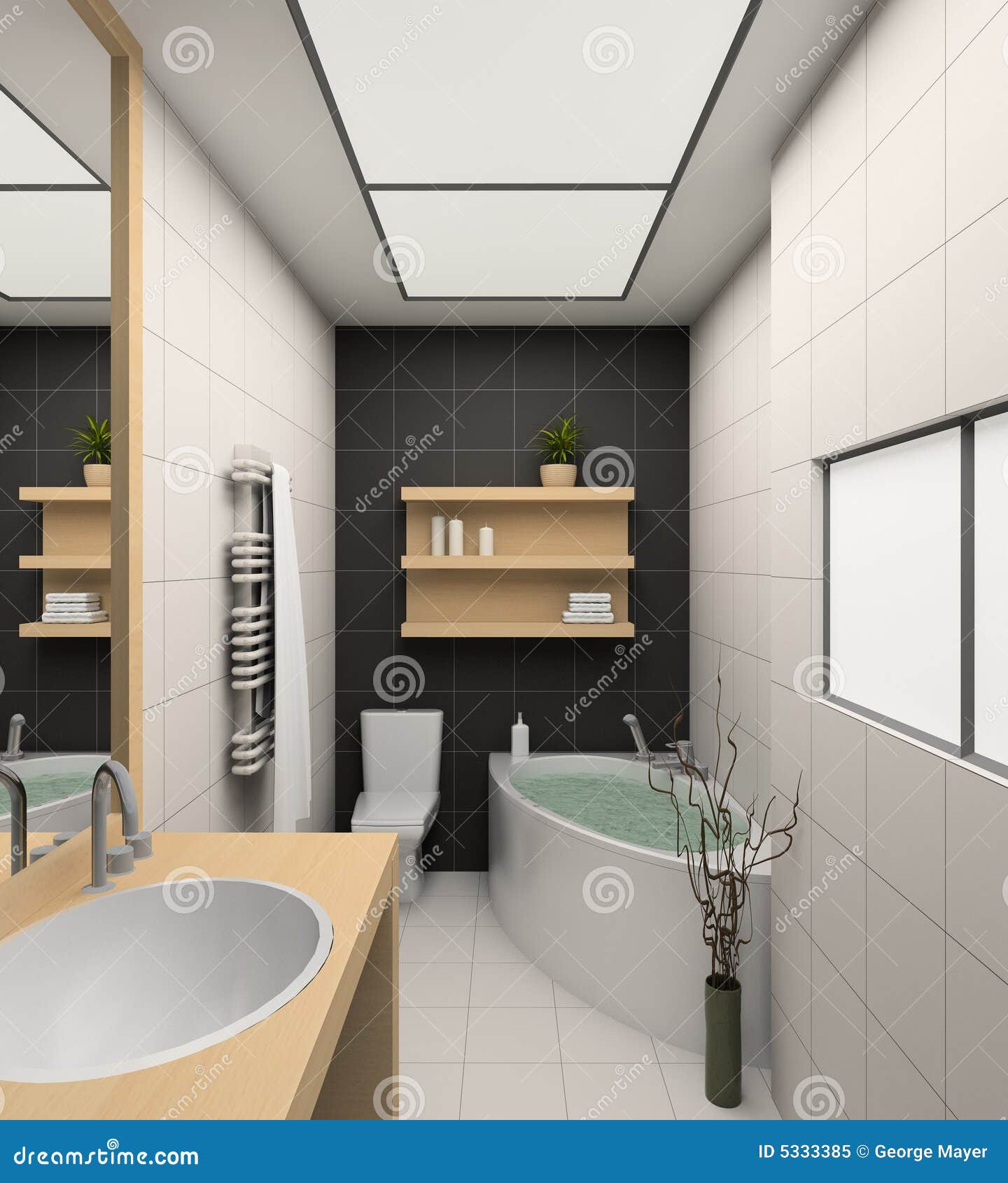 Framför inre moderna för badrum 3d royaltyfri foto bild: 5333385