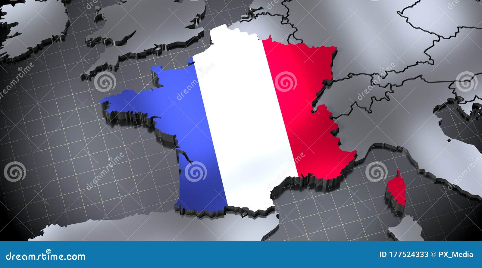France Country Borders and Flag Stock Illustration Illustration of