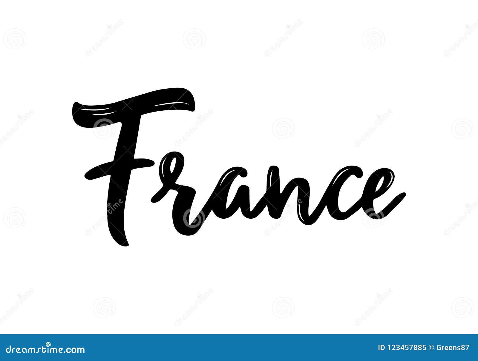 France Handwritten Calligraphy Name of European Country. Stock Vector ...