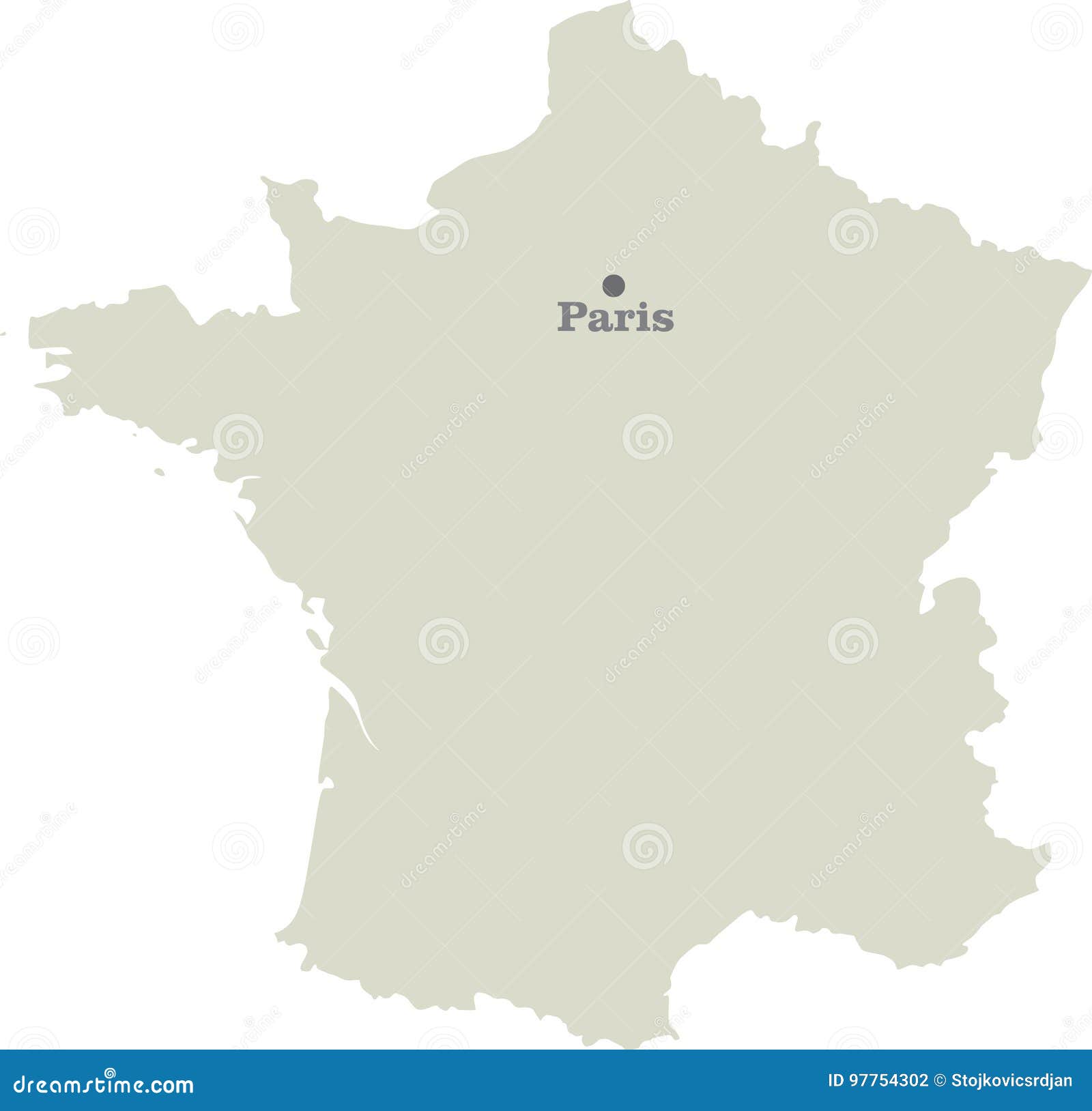 France Map Stock Vector Illustration Of Eiffel Outline 97754302