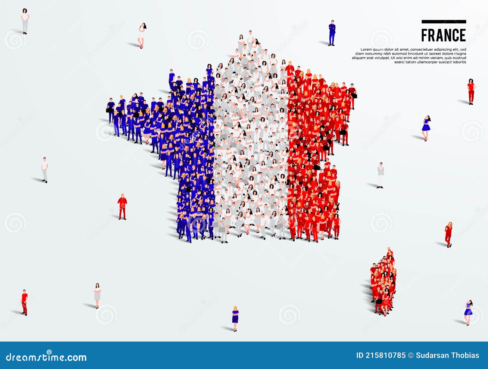France Map and Flag. a Large Group of People in French Flag Color Form ...