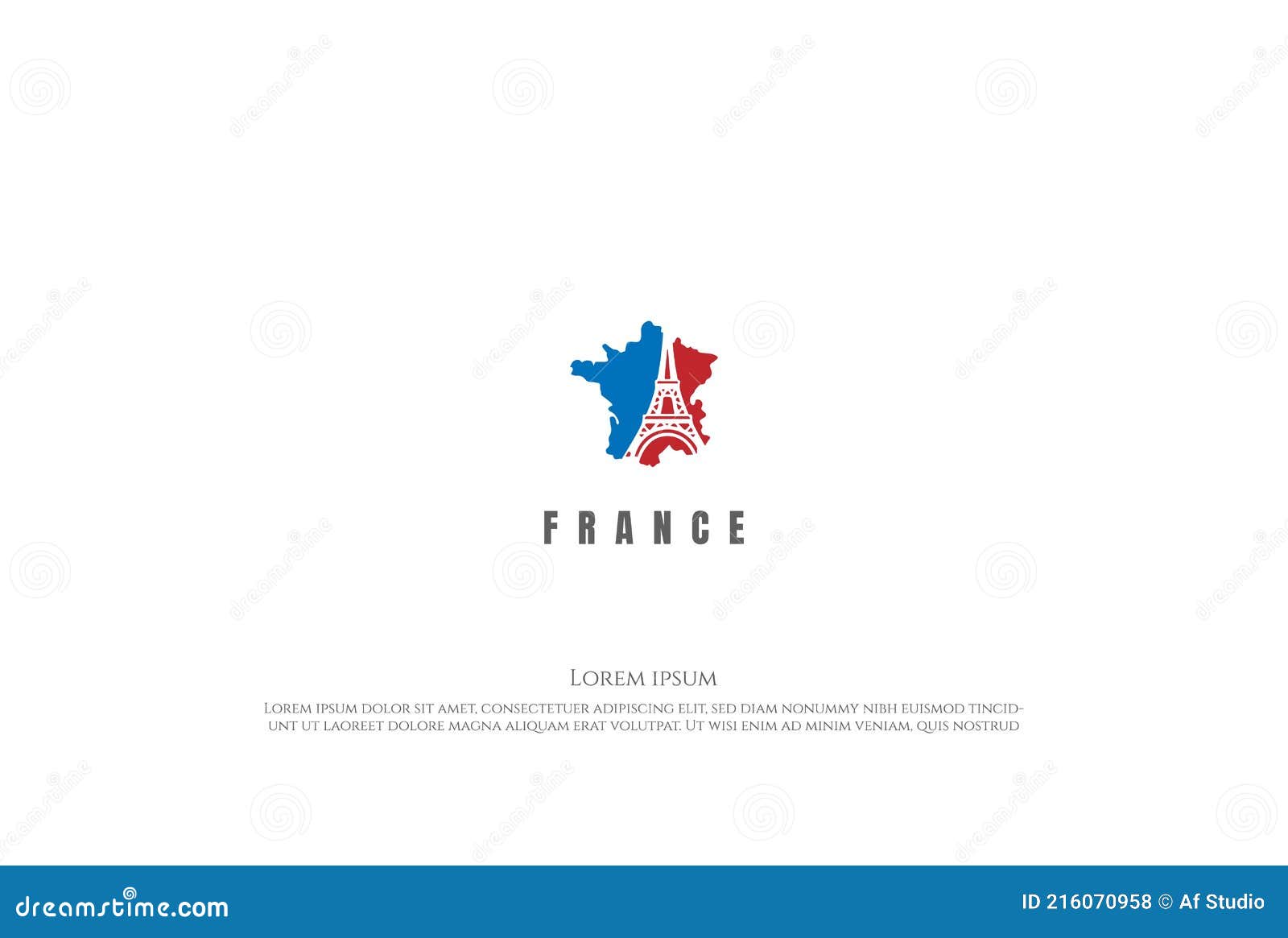 France Map with Paris Eiffel Tower for Travel Logo Design Vector Stock ...