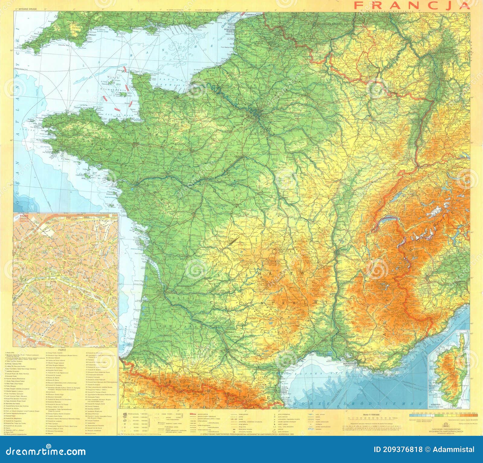 France Physical Map editorial stock photo. Image of roads - 209376818