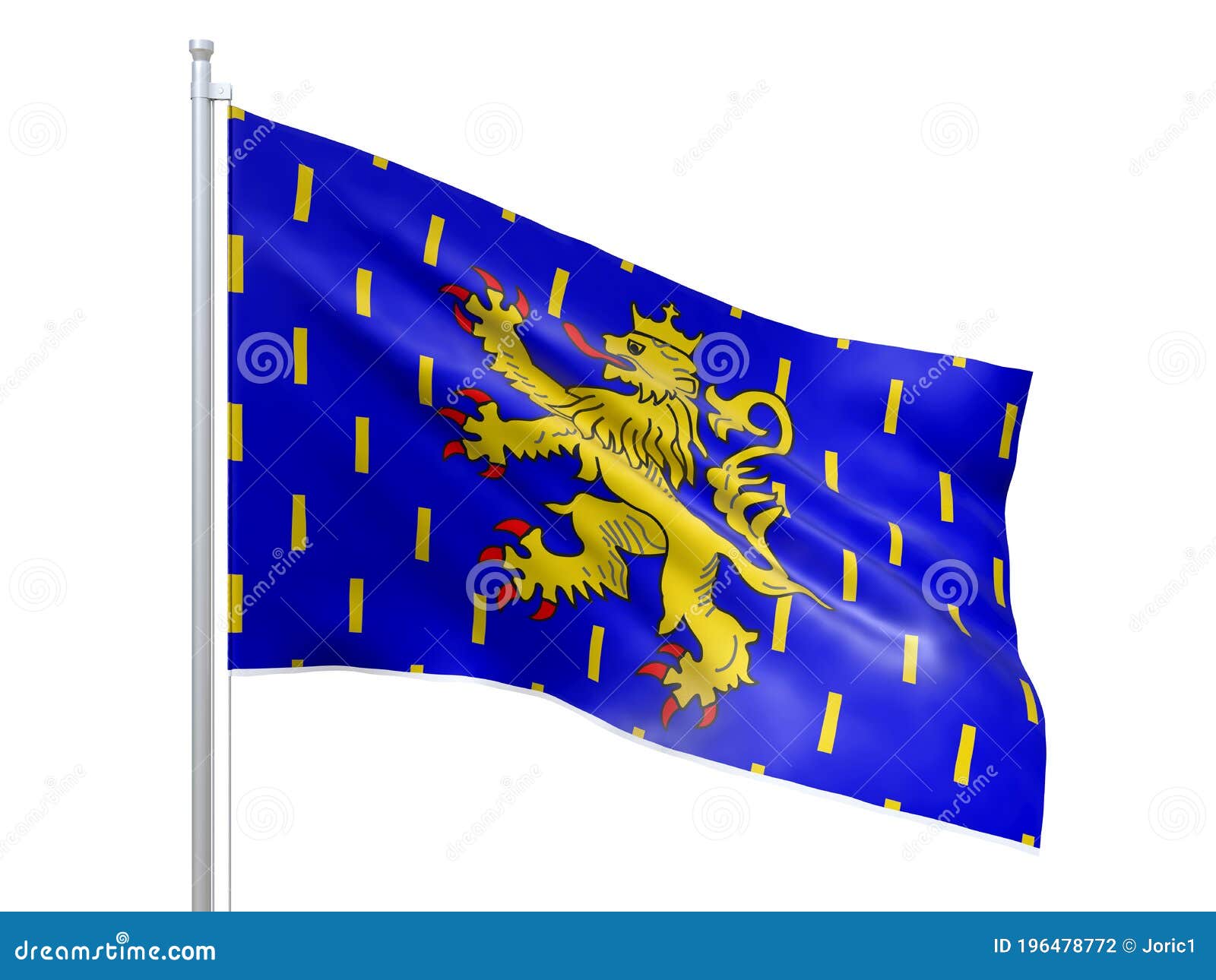 Franche Comte Region of France Flag Waving on White Background, Close ...