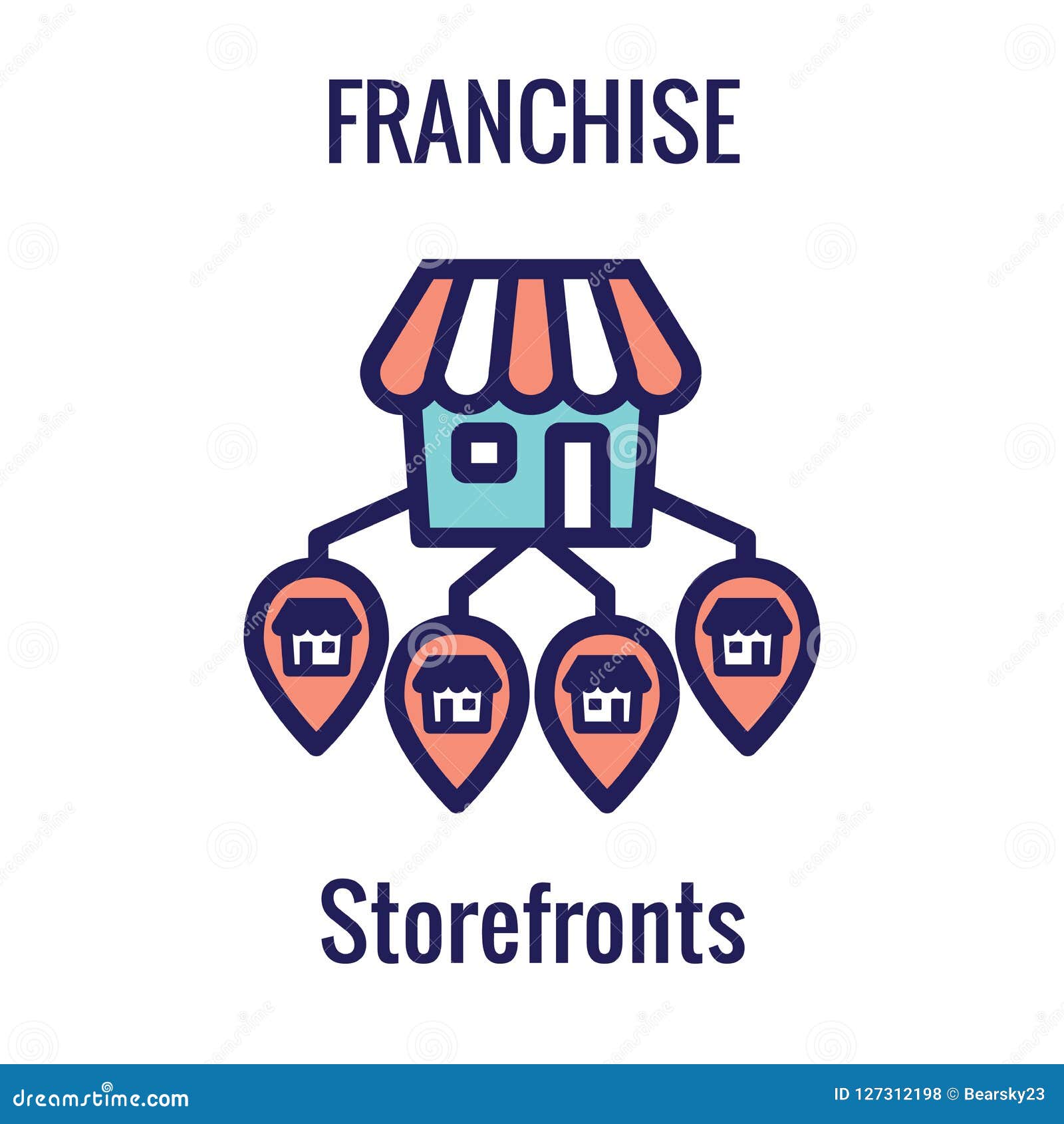 Franchise Icon Set with Home Office, Corporate Headquarters and Stock  Vector - Illustration of global, license: 127312198