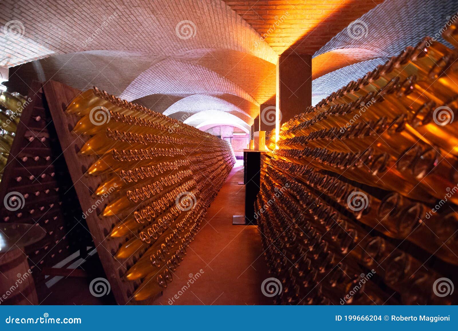 franciacorta, lombardy, italy. wine cellar, interior view