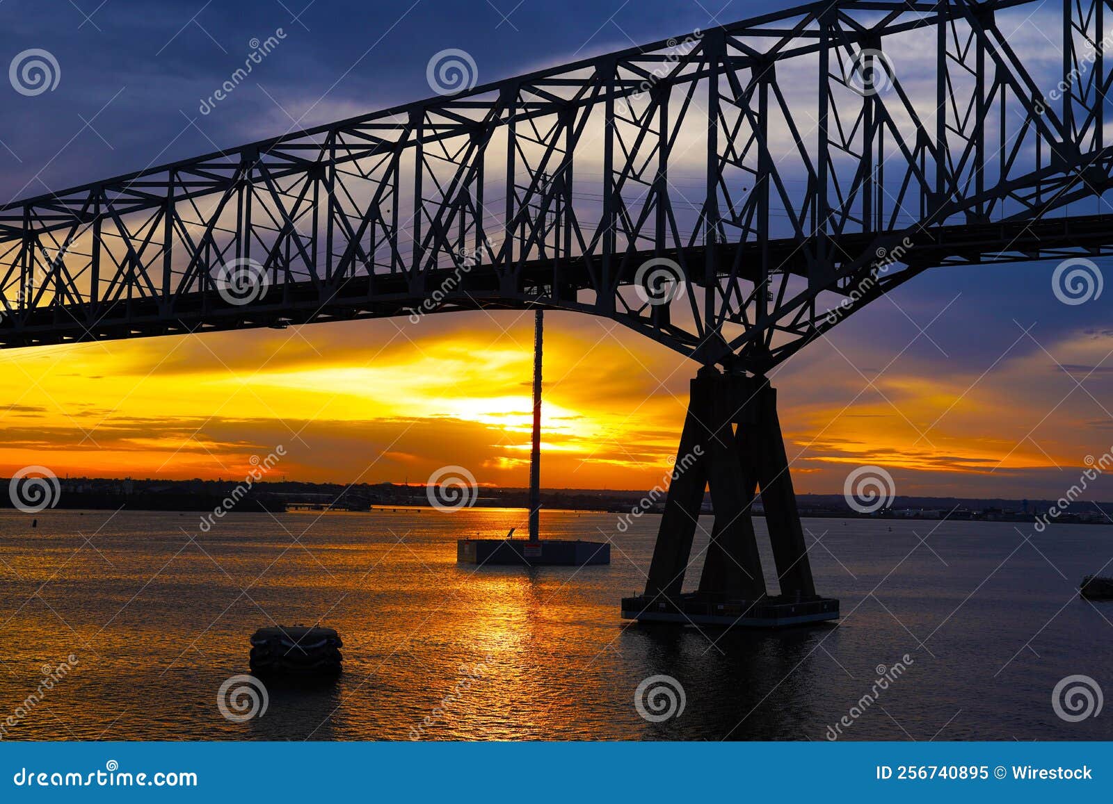 francis scott key bridge at sunset, us