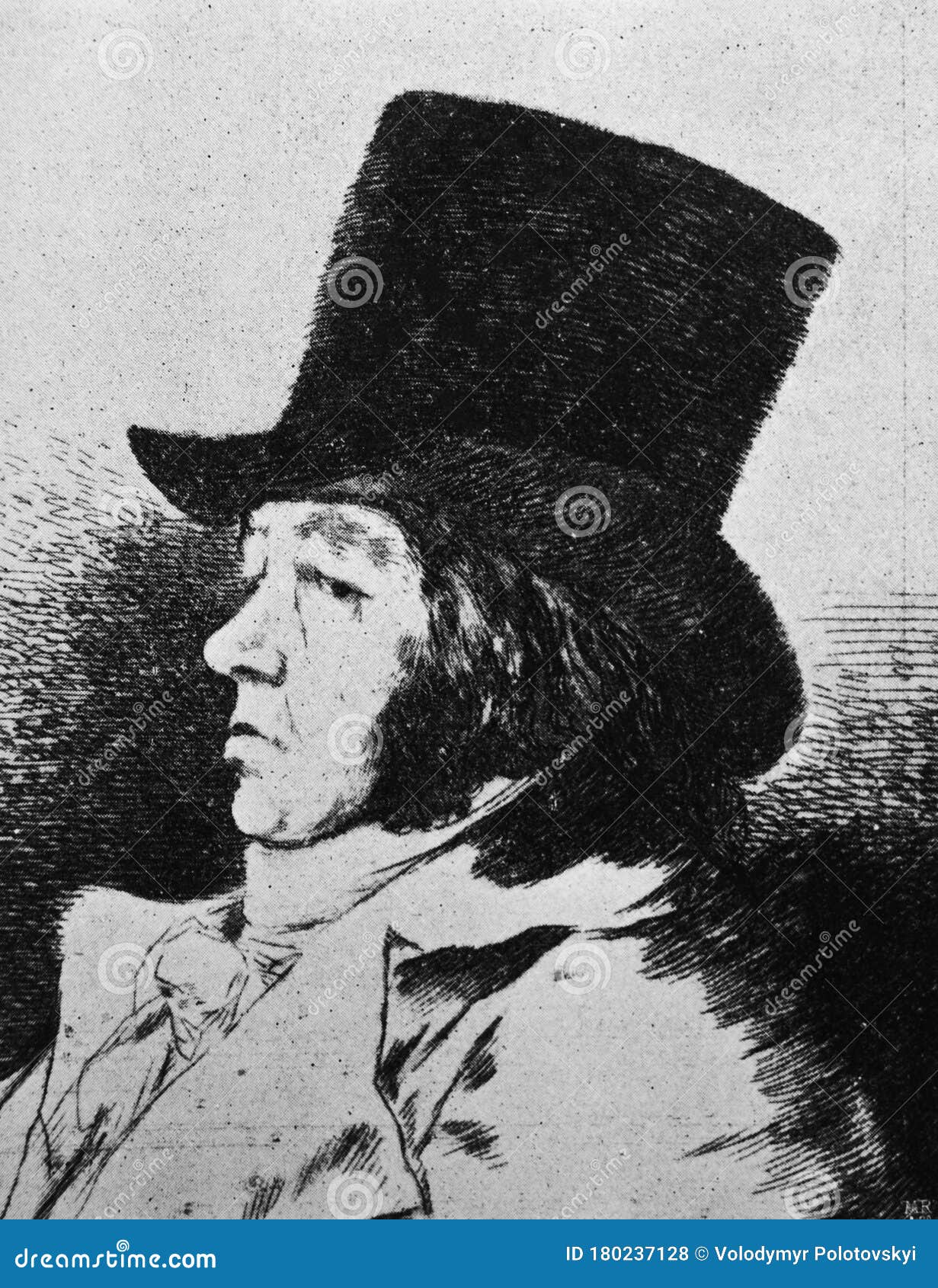 the francisco goya`s portrait, a spanish romantic painter and printmaker in the old book the history of painting, by r. muter,