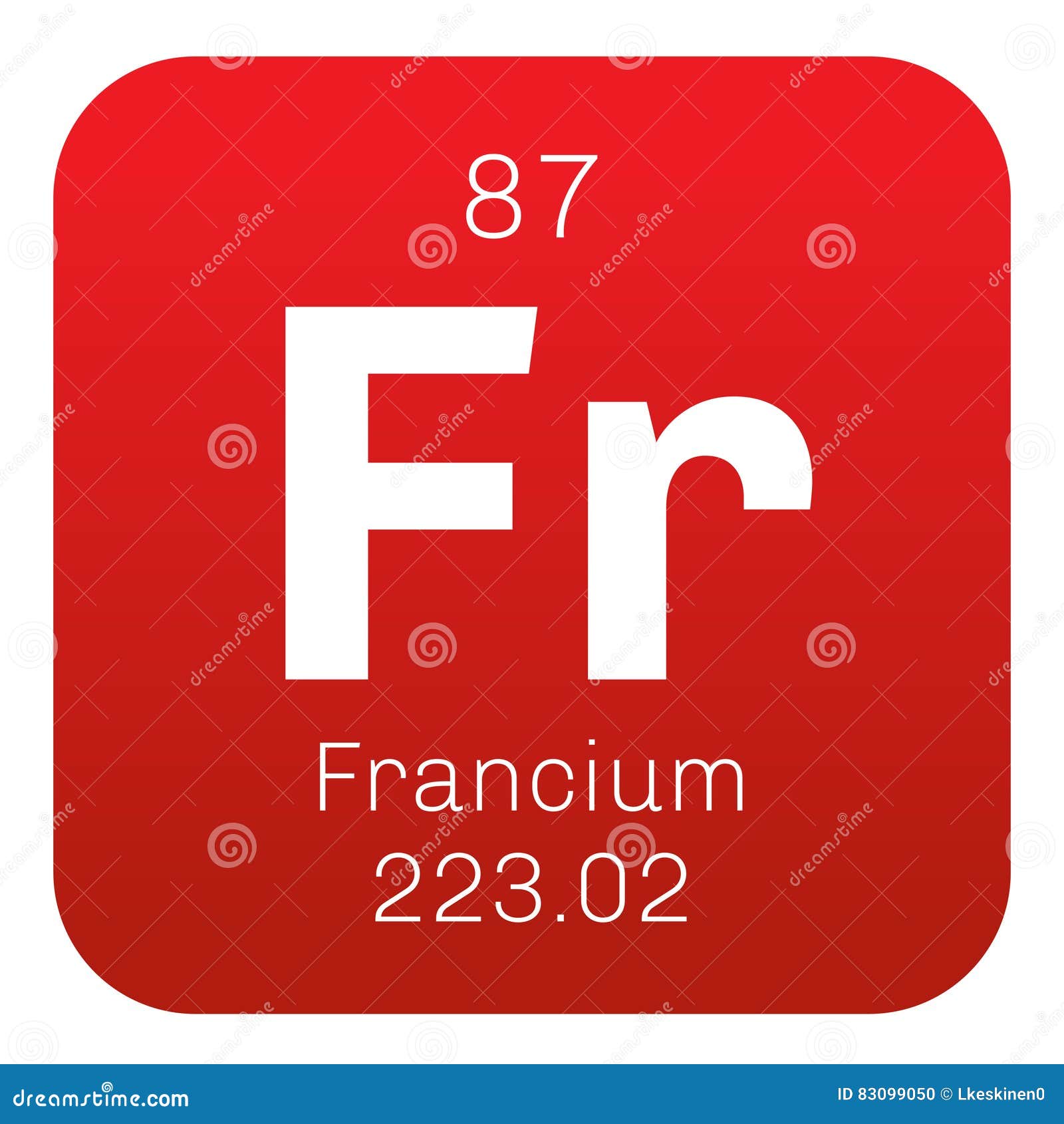periodic table number atomic 22 chemical of element vector. element Francium Image stock