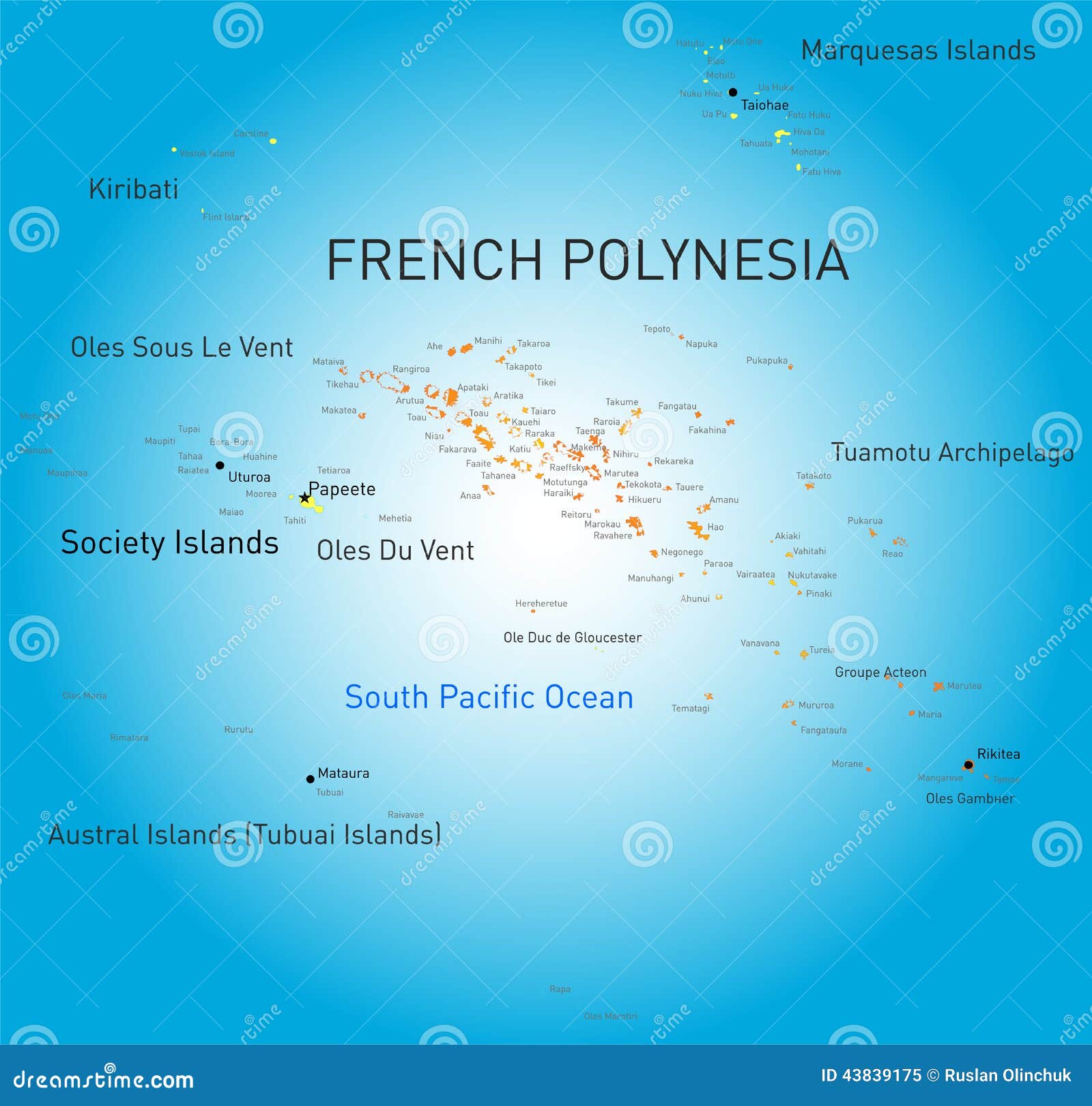 Wektorowa kolor mapa Francuski Polynesia