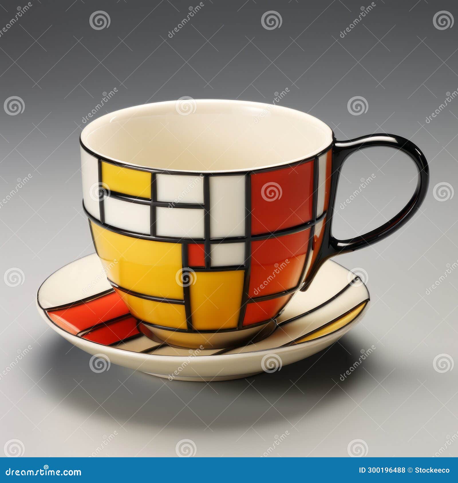 frank malick inspired cup with piet mondrian style and cartoonish s