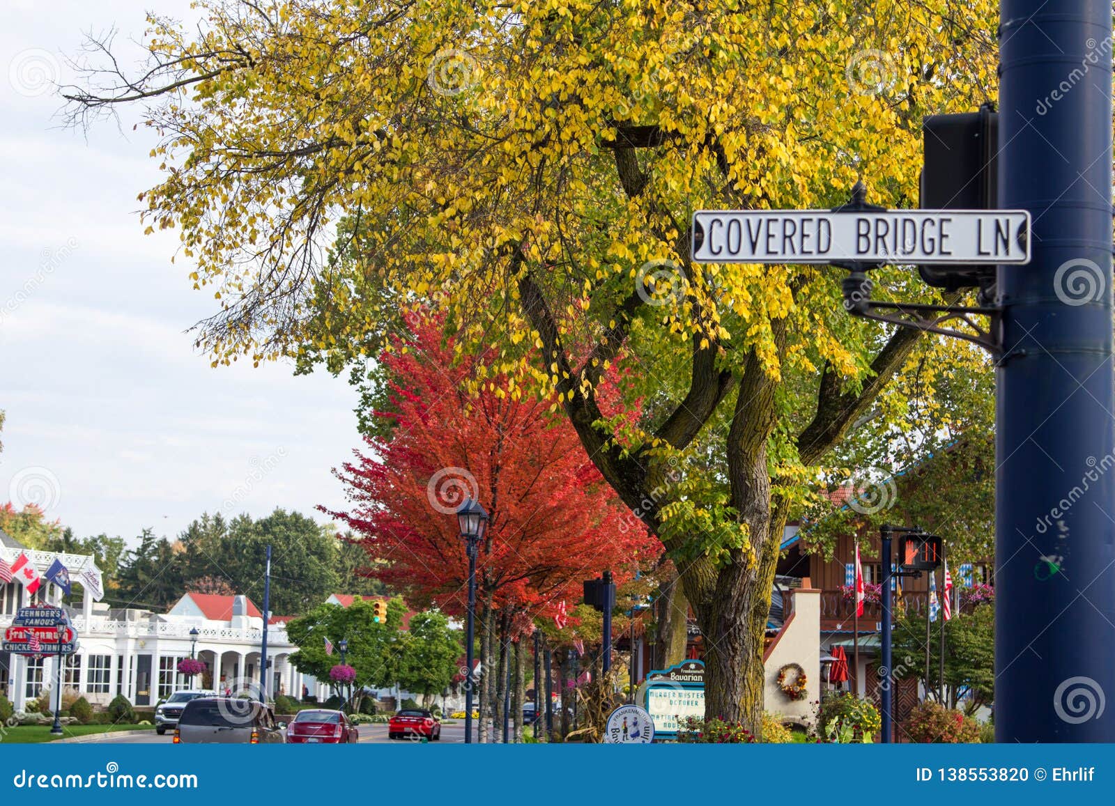 Downtown Frankenmuth Autumn Street Scene Editorial Image - Image of ...