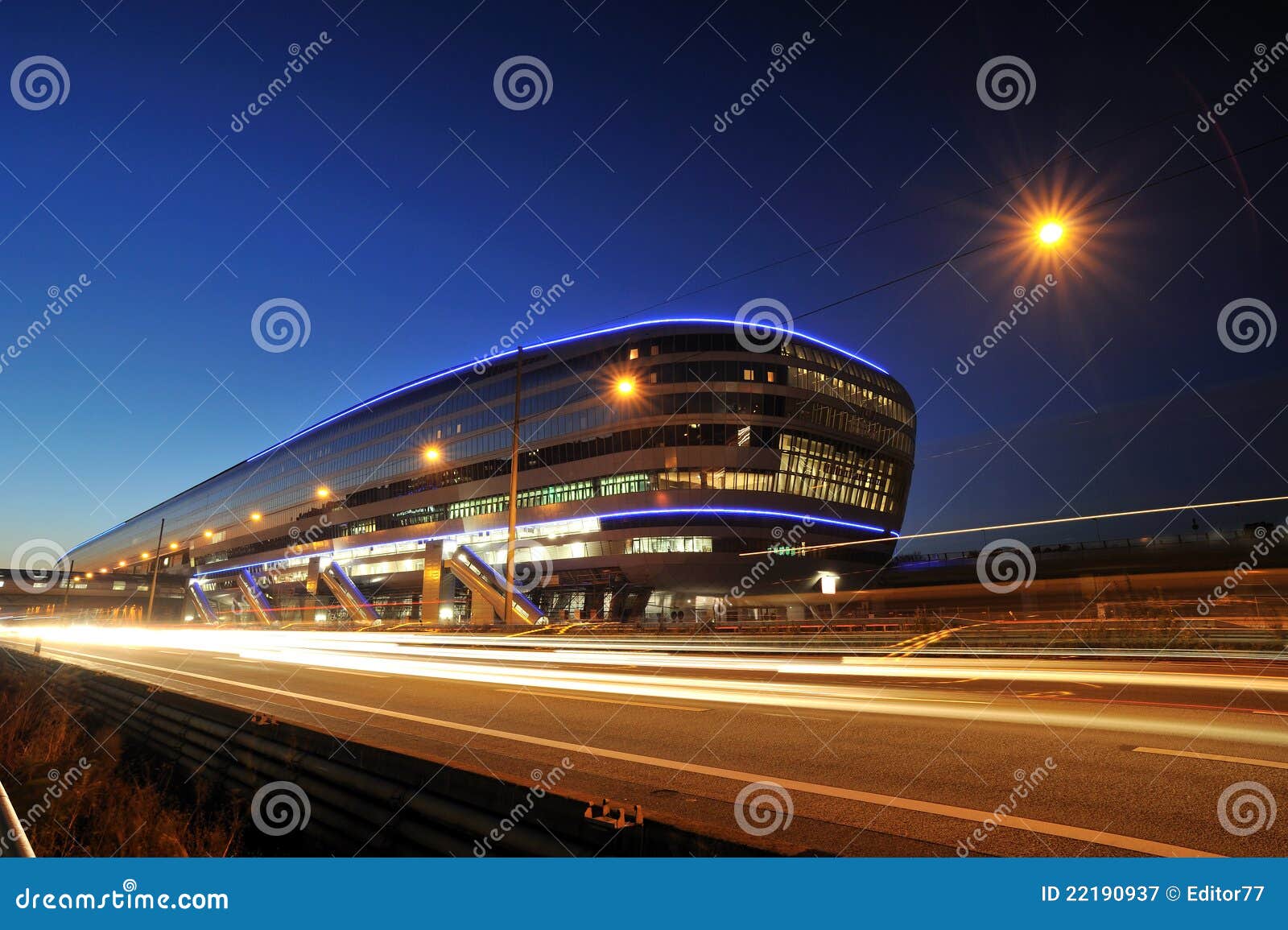 frankfurt airport train terminal in night