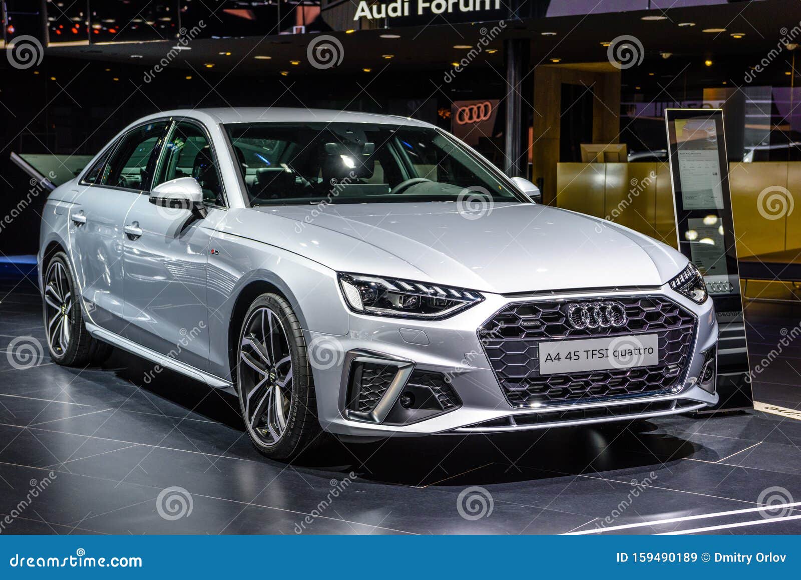 FRANKFURT, GERMANY - SEPT 2019: Silver Gray AUDI A4 B9 8W 45 TFSI