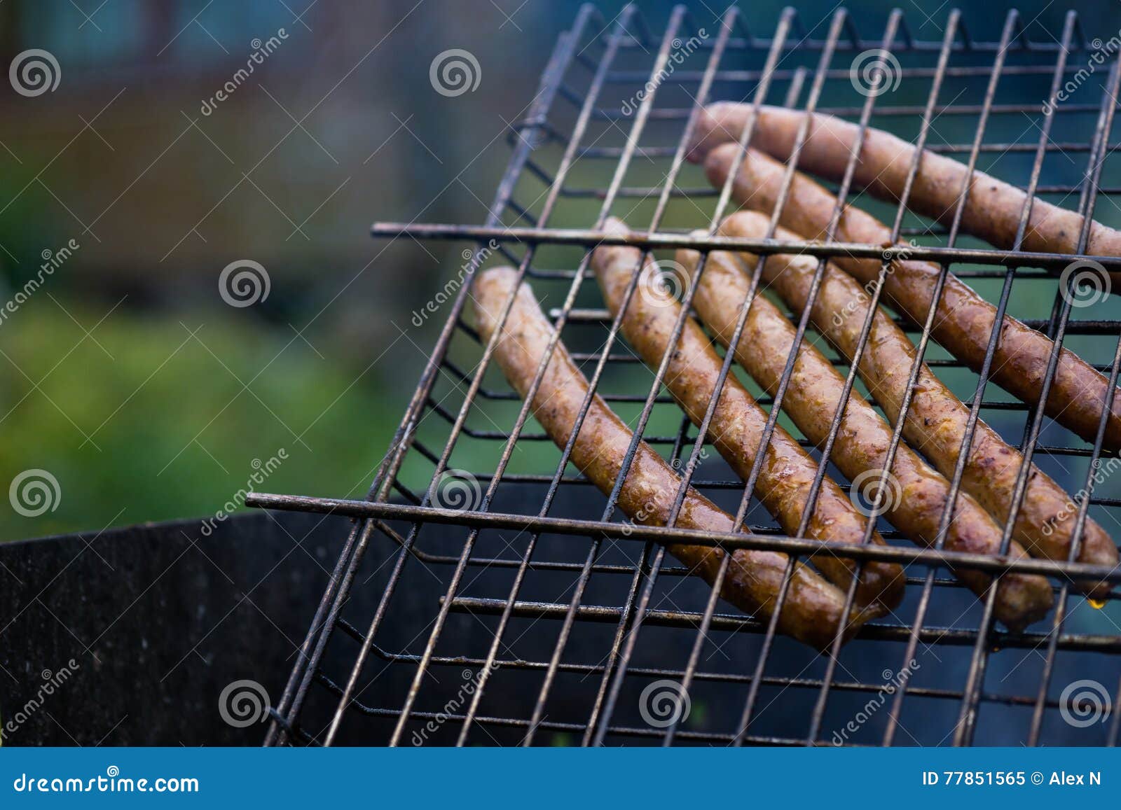Frankfurt Long Thin Sausages on the Grill Stock Image Image of heat, grate 77851565