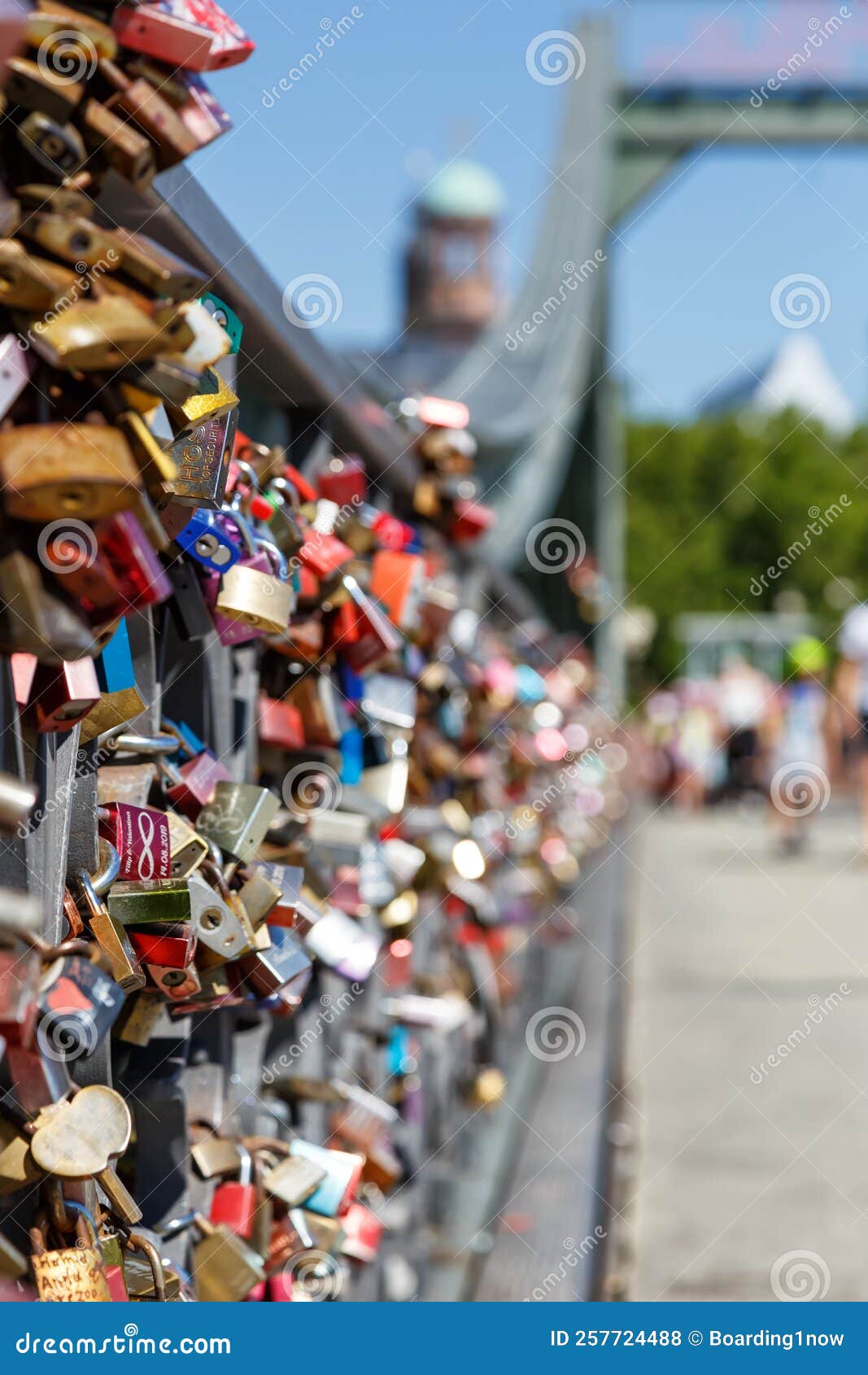 frankfurt love locks on eiserner steg bridge portrait format in germany