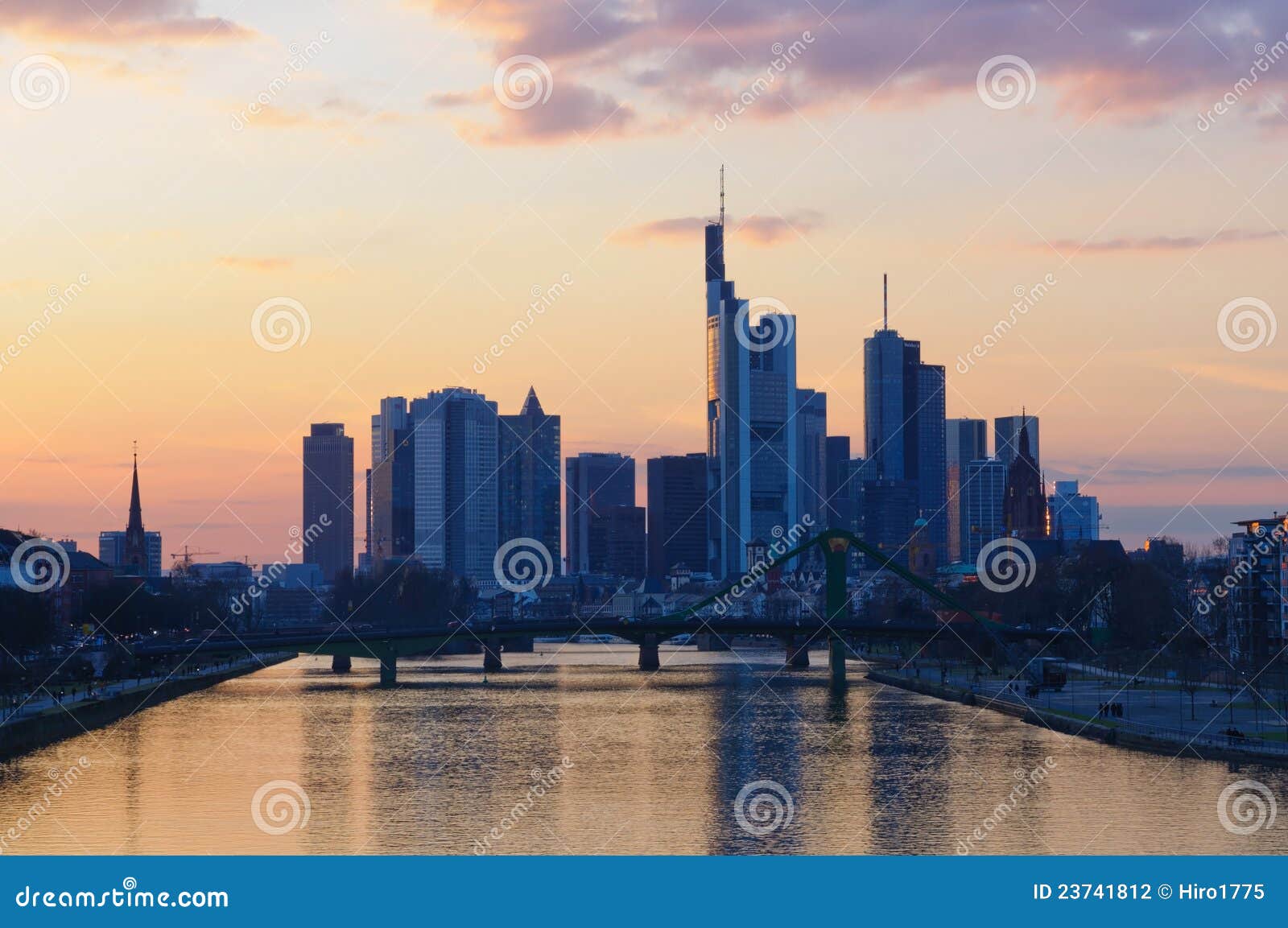 frankfurt am main, germany at dusk