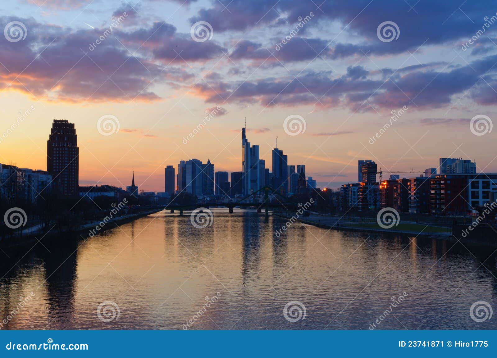 frankfurt am main, germany at dusk