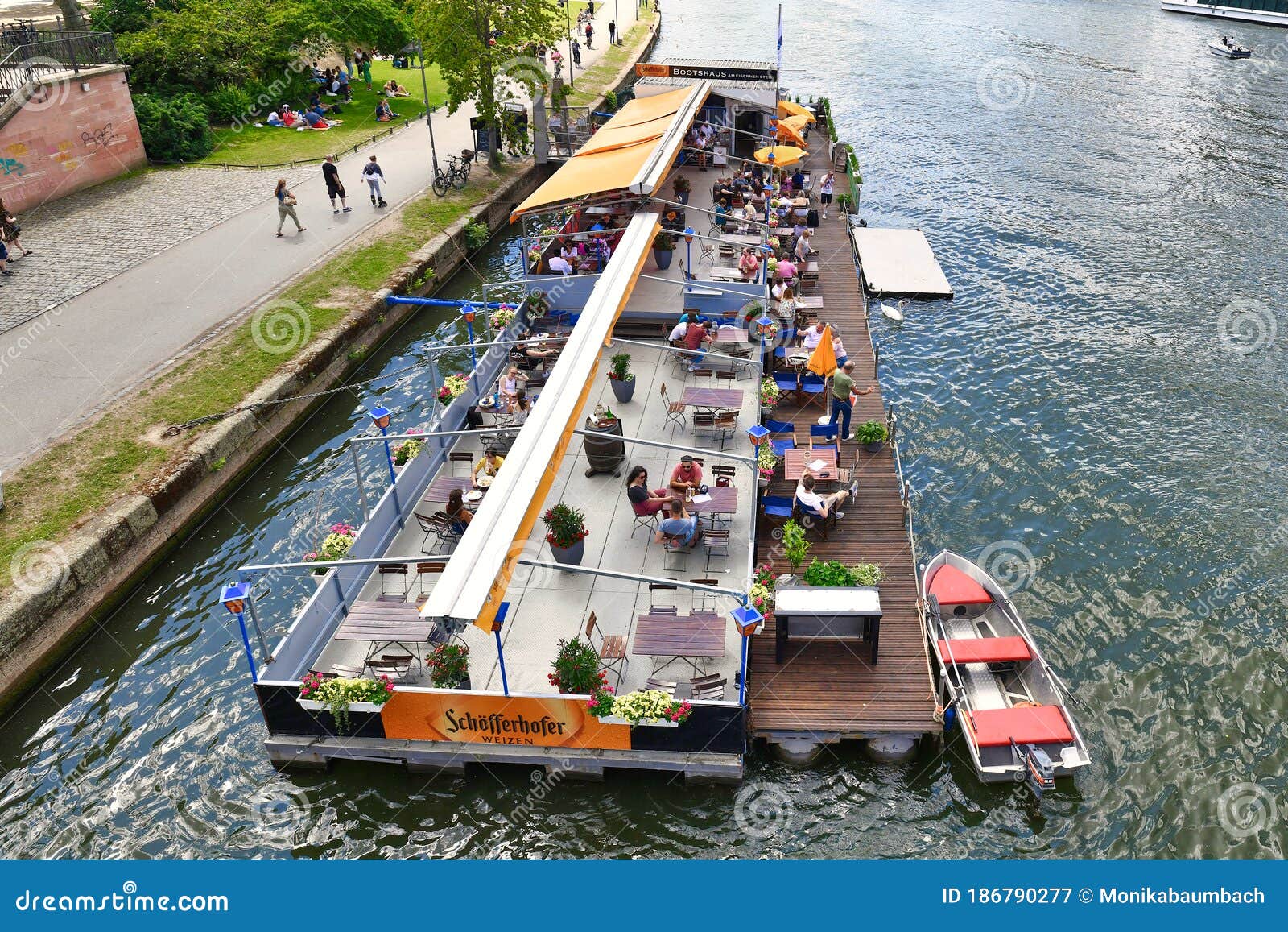 Frankfurt am Main, Germany Restaurant with Tourists on a Boat Called