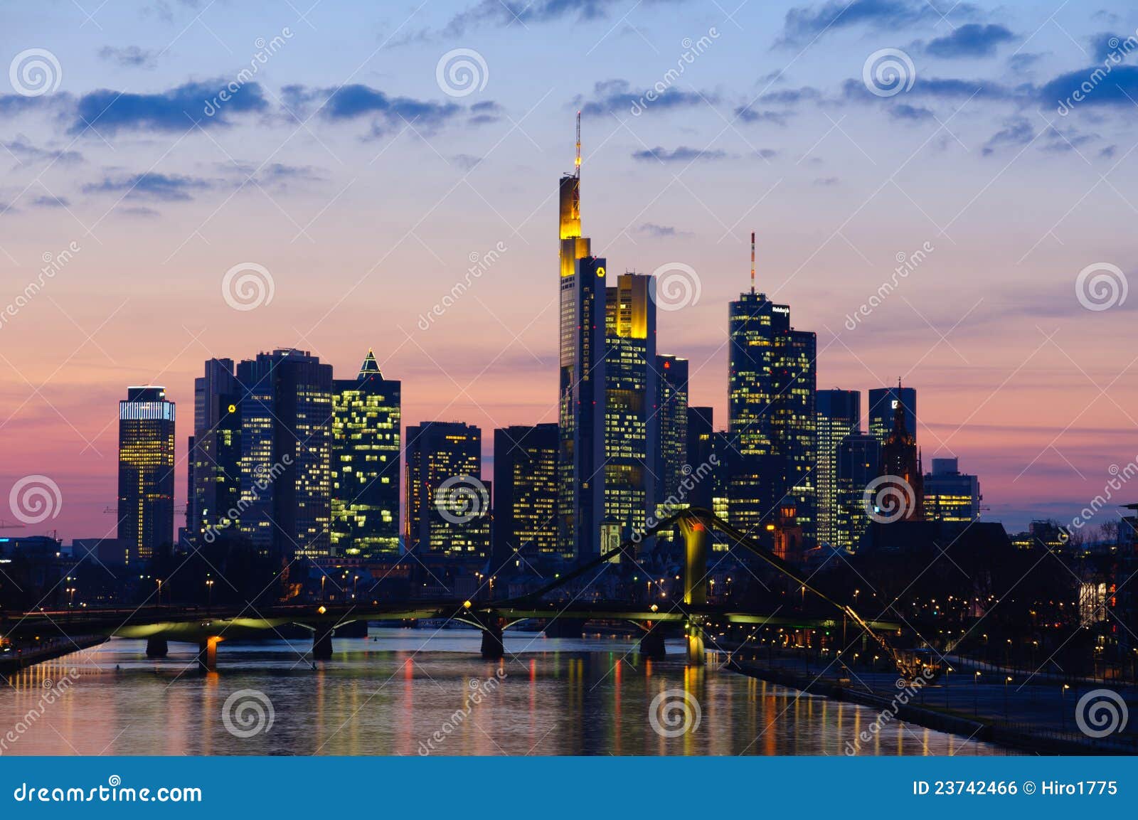 frankfurt am main, germany in the twilight