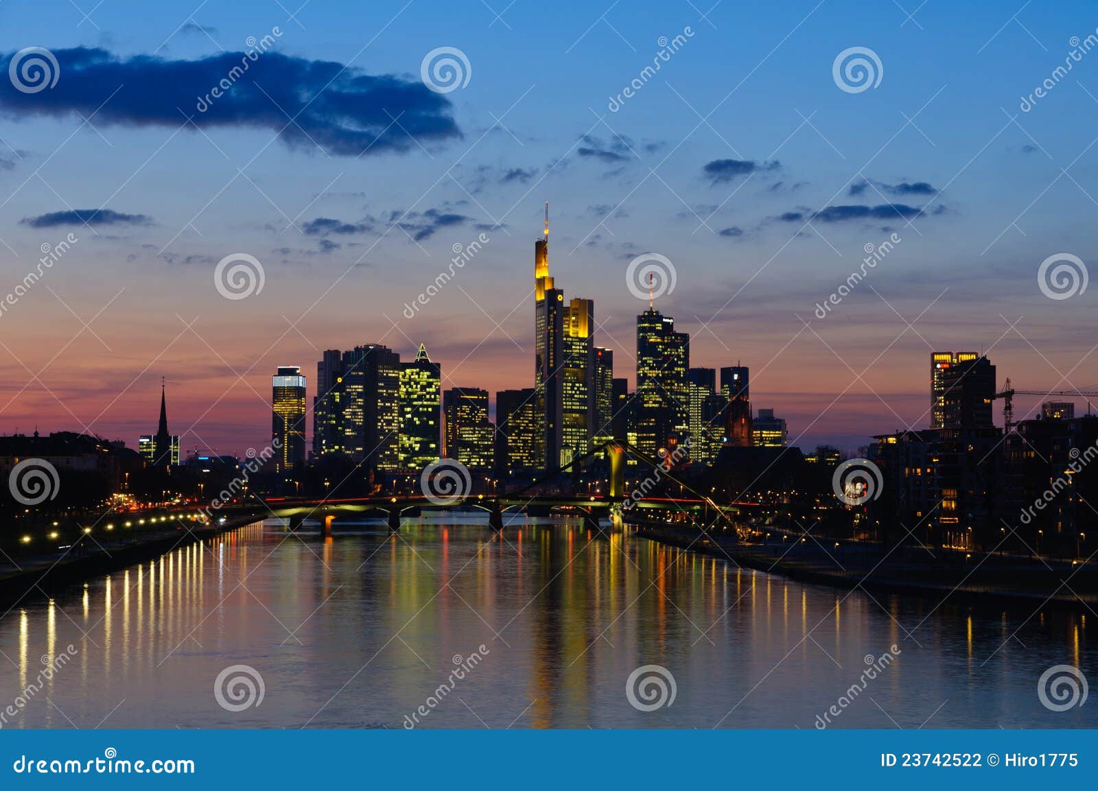 frankfurt am main, germany in the twilight