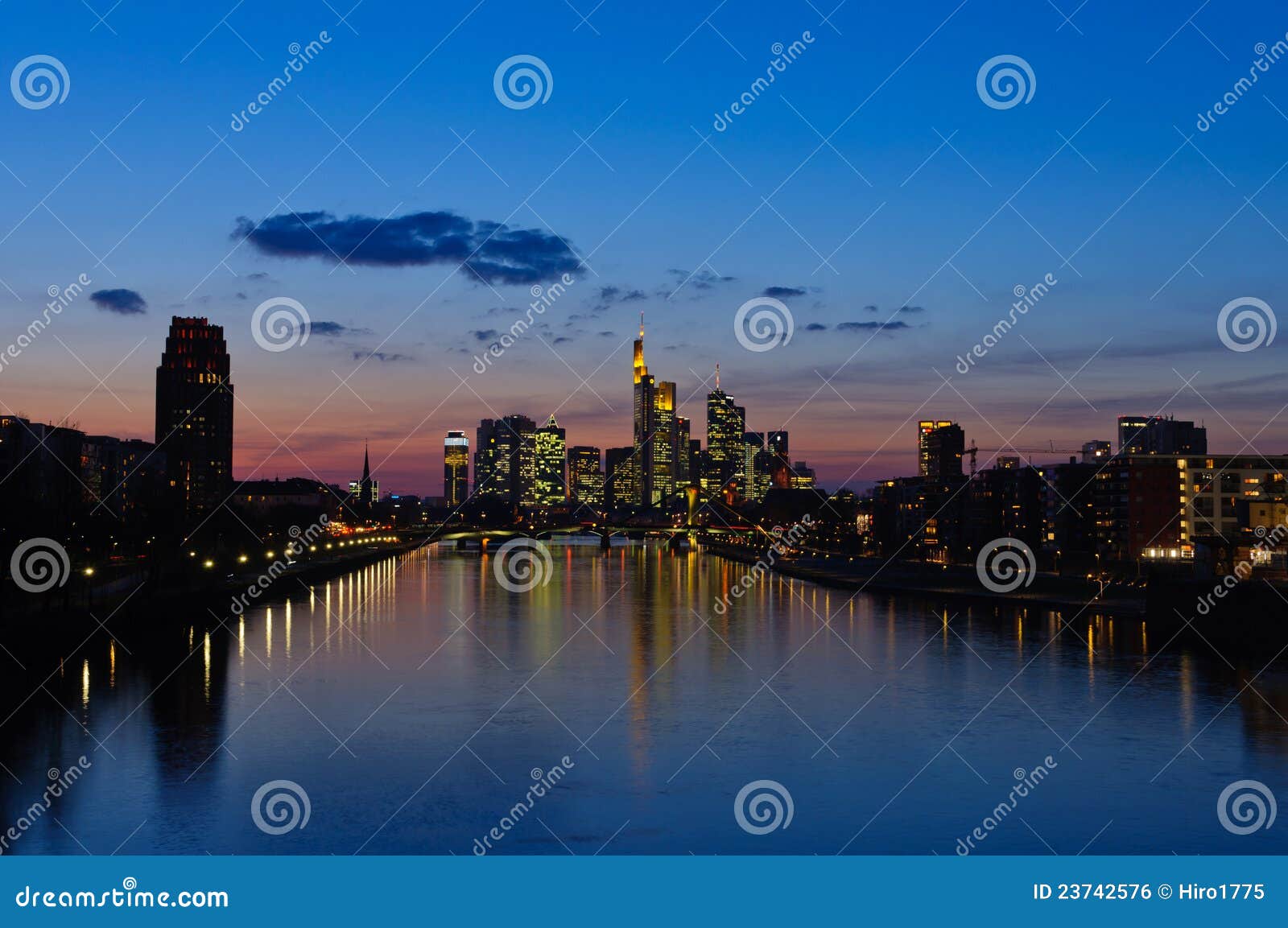 frankfurt am main, germany in the twilight