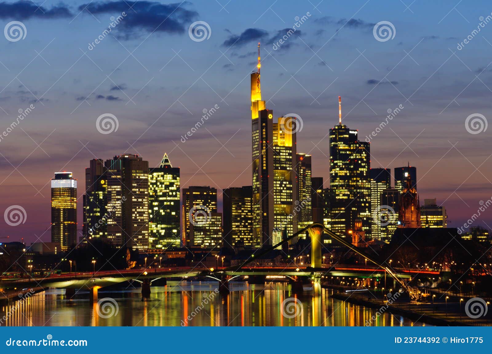 frankfurt am main, germany in the twilight