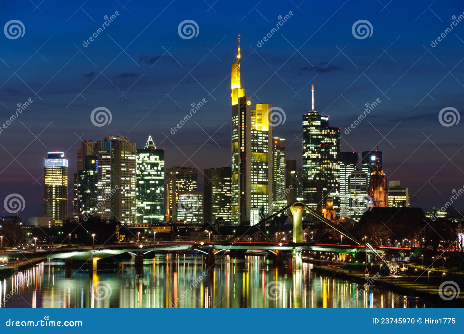 frankfurt am main, germany in the twilight