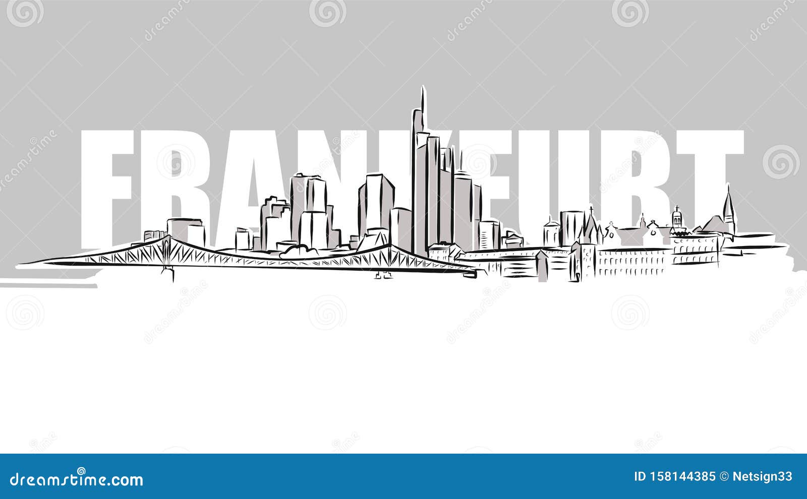 frankfurt main skyline panorama sketch