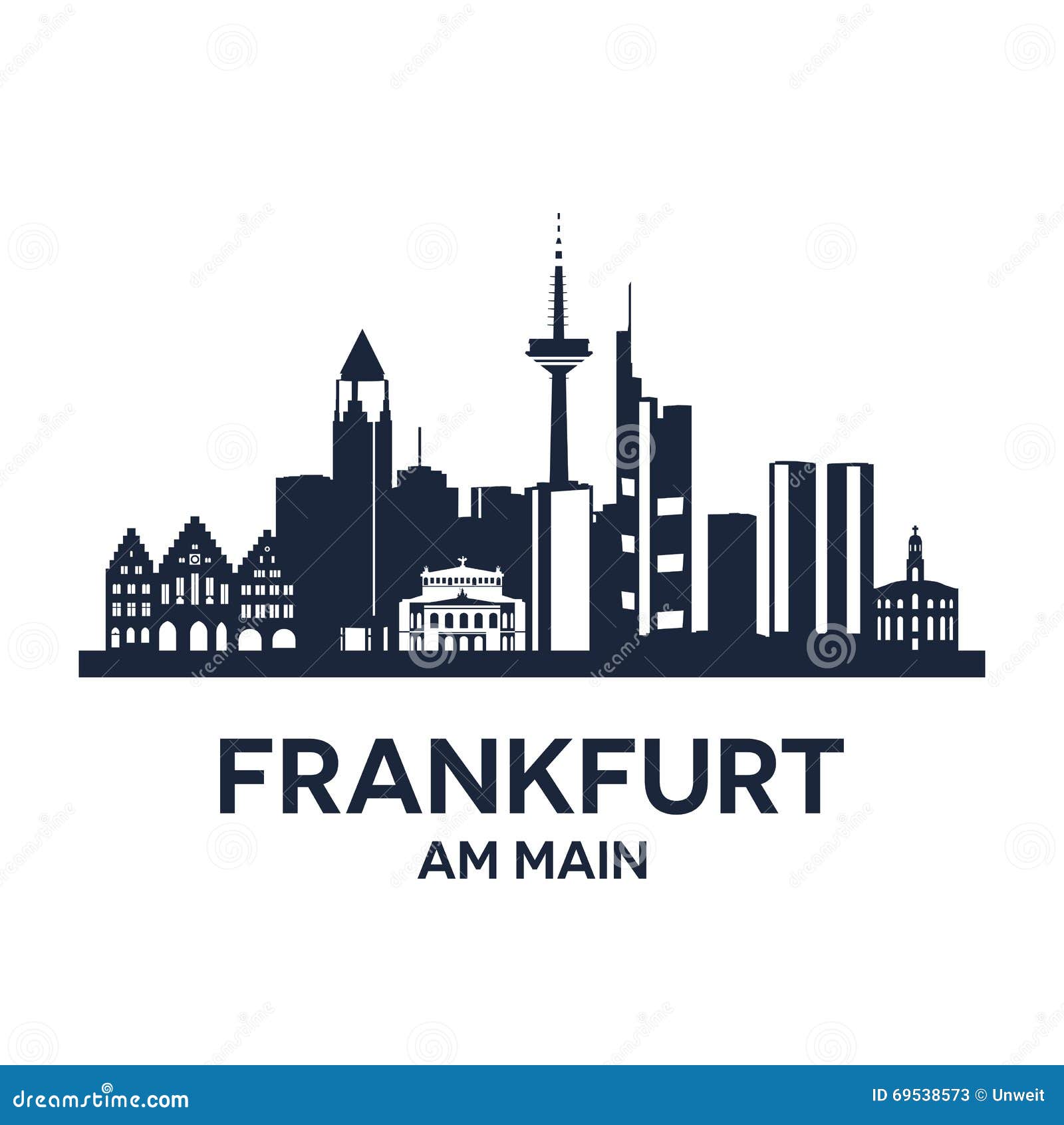 Frankfurt Skyline Emblem Stock Vector - Image: 69538573