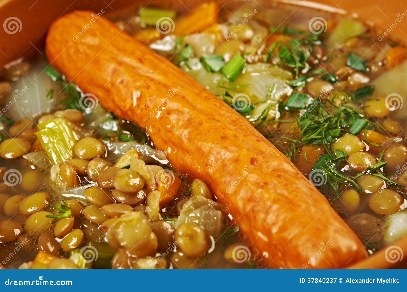 Frankfurter Linsensuppe stock image. Image of meal, napkin - 37840237