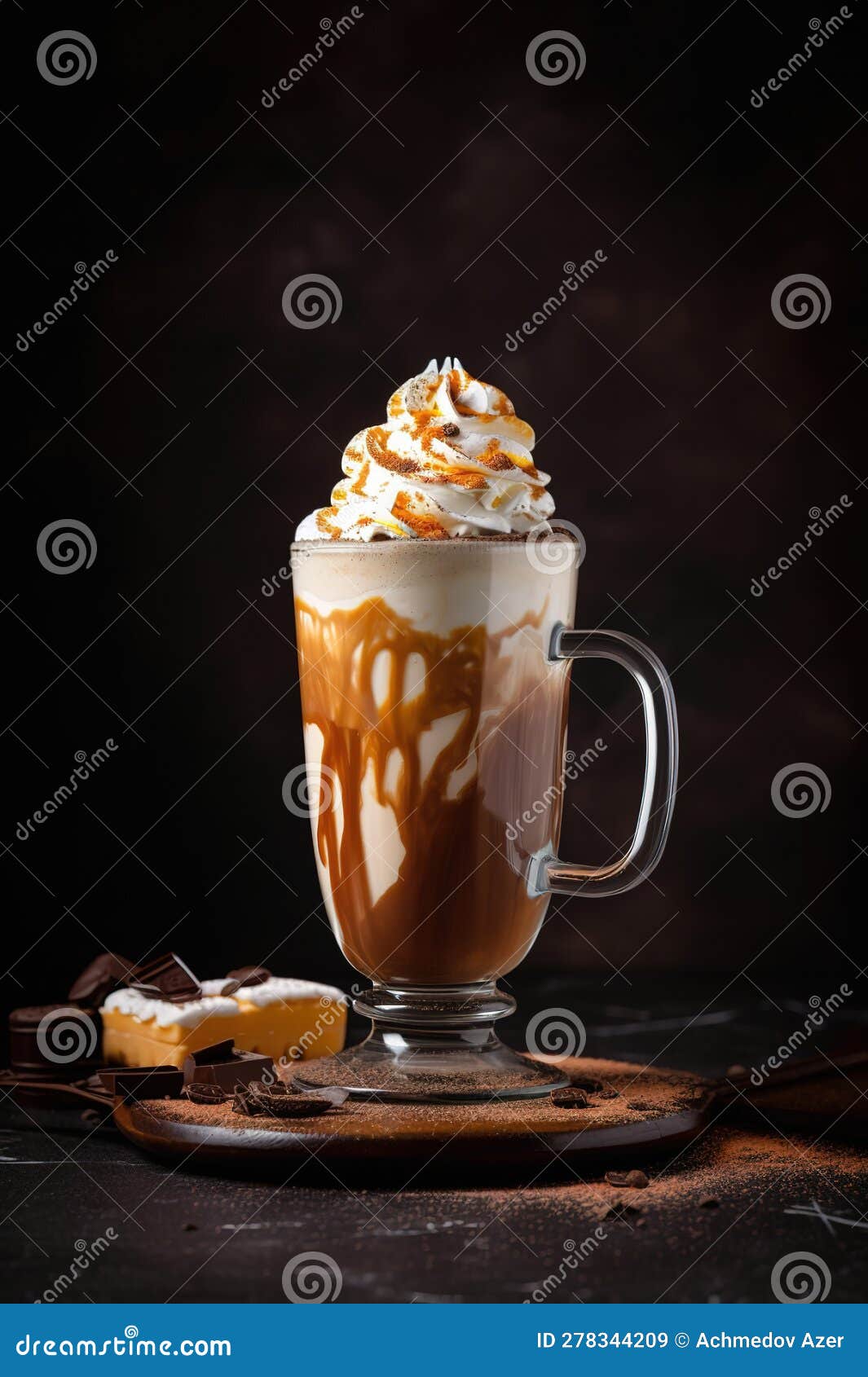 frappÃ© with whipped cream and chocolate and caramel , generative ai