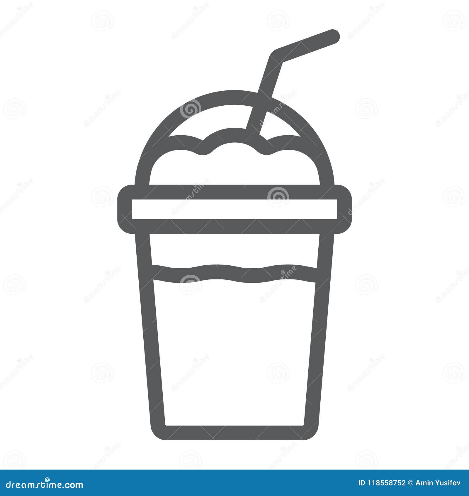 frappe line icon, coffee and cafe, cream coffee