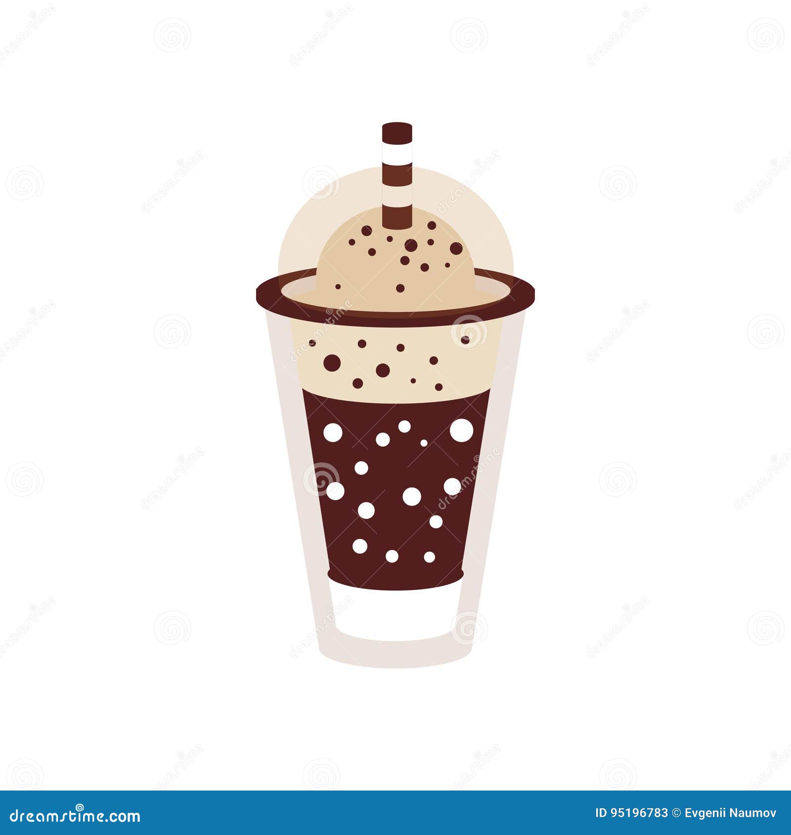 Frappuccino With Ice In Takeaway Cup Vector Illustration